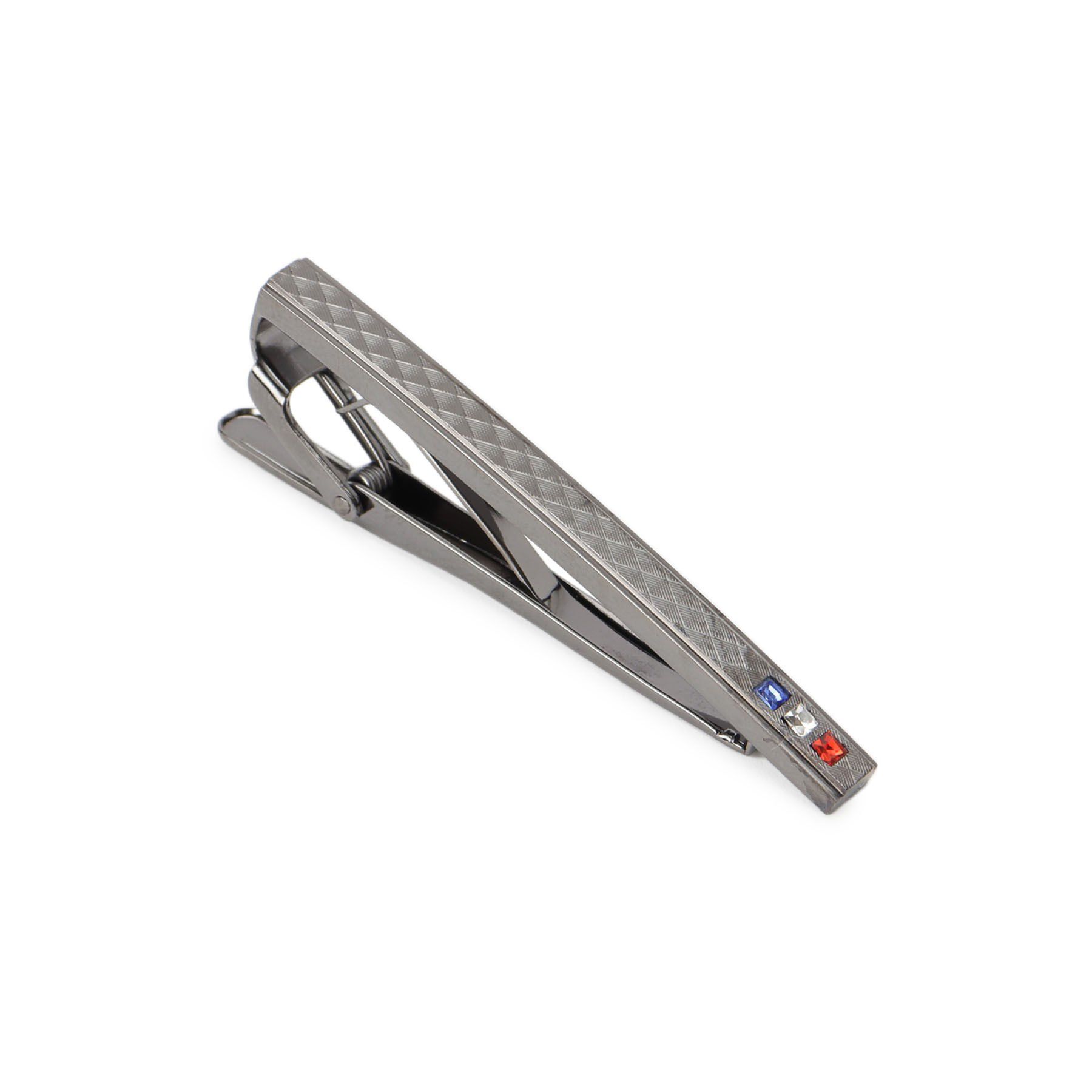 DRESSTERIOR「トリコロール ダイヤカットタイバー」|ネクタイピン・カフスボタン|ブラックシルバー(0