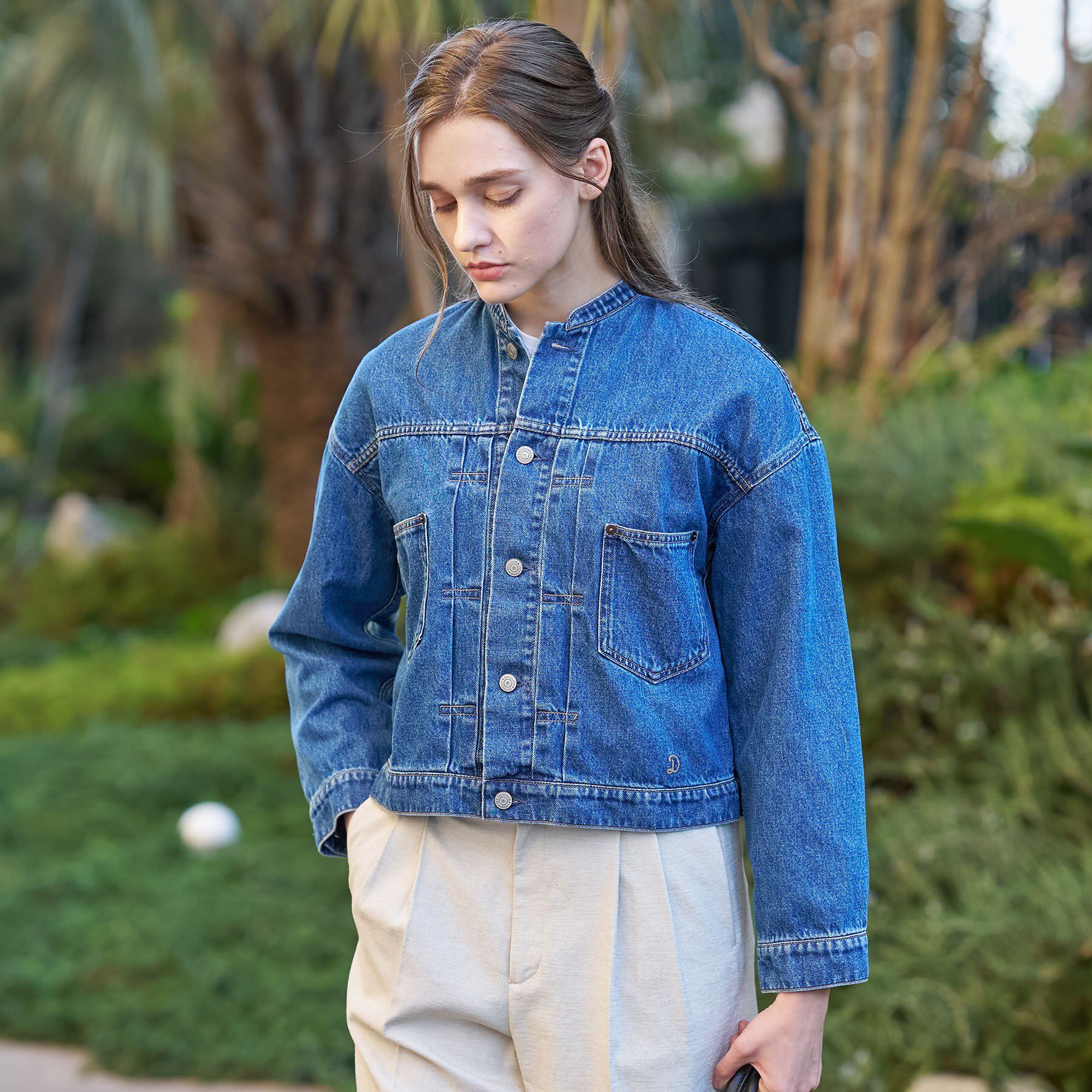 DRESSTERIOR「ヴィンテージバンドカラーGジャン」|デニムジャケット|