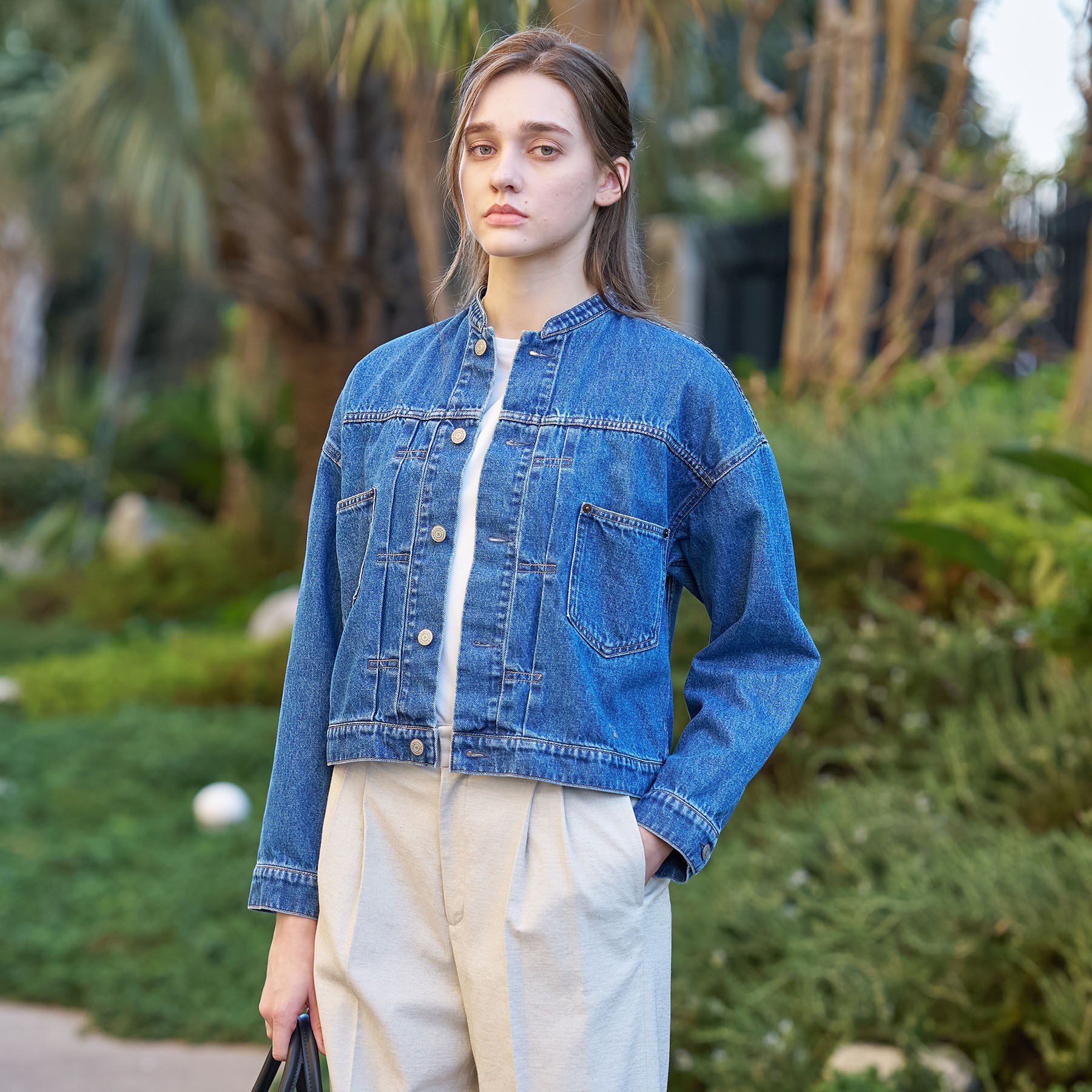 DRESSTERIOR「ヴィンテージバンドカラーGジャン」|デニムジャケット|