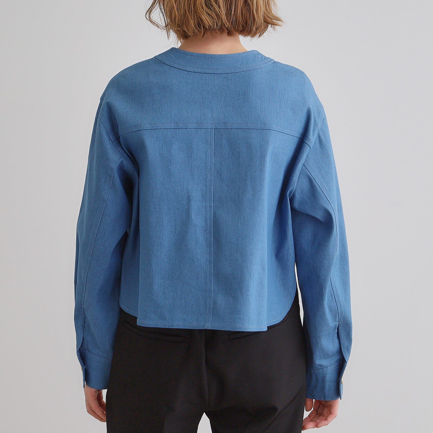 grove「ライトデニムノーカラージャケット」|デニムジャケット|