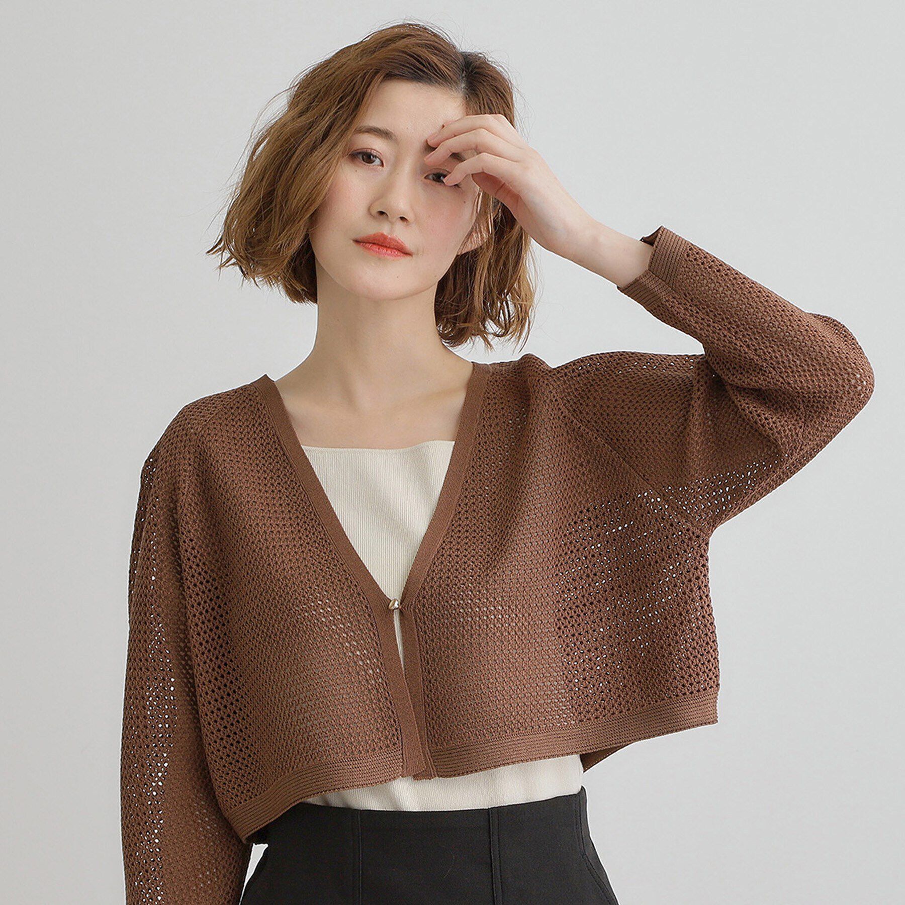 grove「ワイドスリーブメッシュカーディガン」|カーディガン|