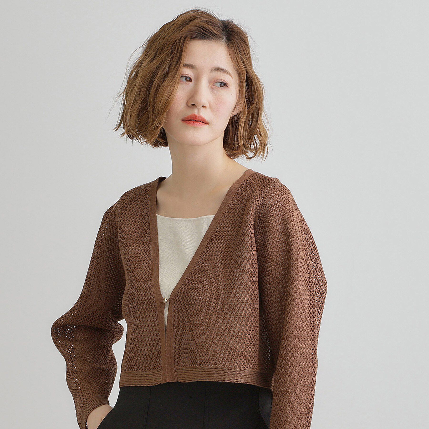 grove「ワイドスリーブメッシュカーディガン」|カーディガン|