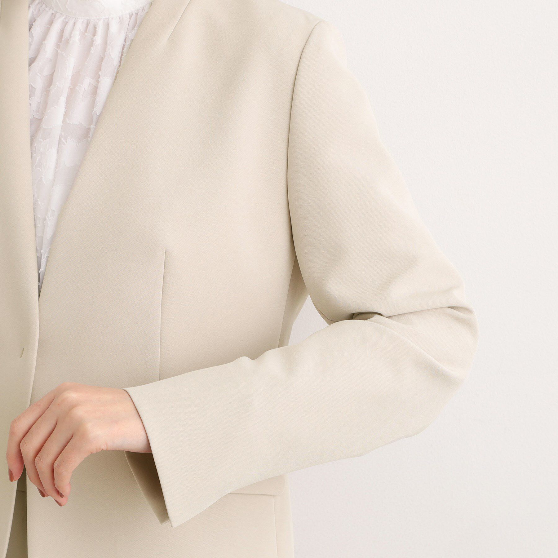 grove「【マシンウォッシュ／防シワ/SS-3L】ストレッチノーカラージャケット」|ノーカラージャケット|