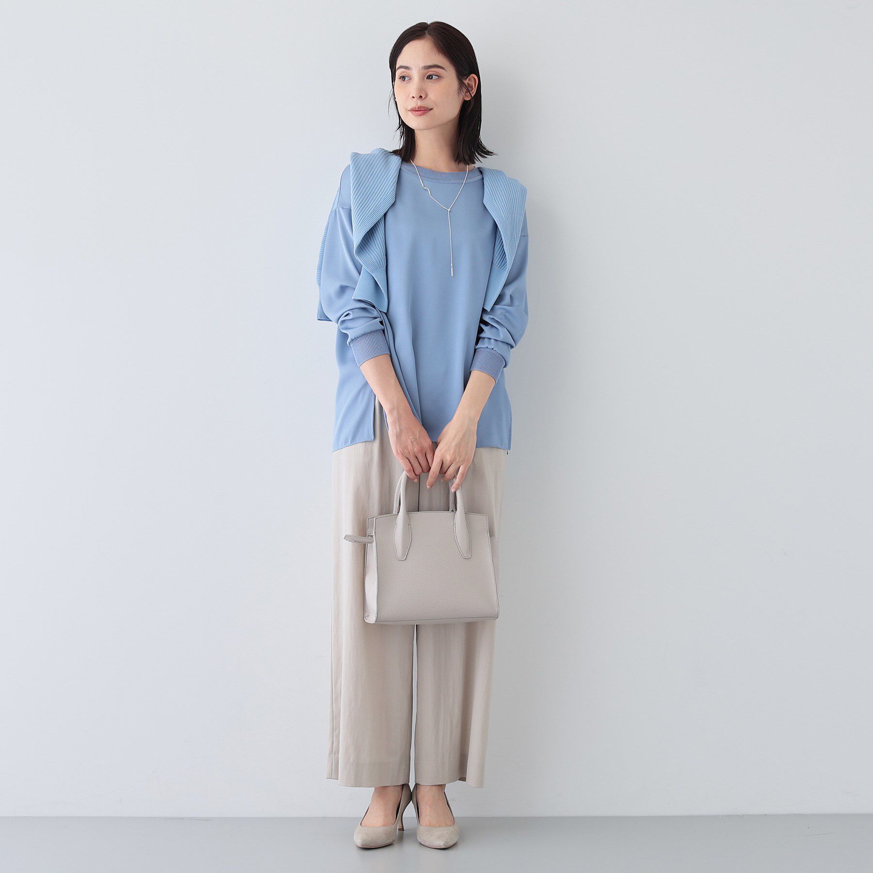 INDIVI「【洗える】異素材ドッキングトップス」|Tシャツ・カットソー|