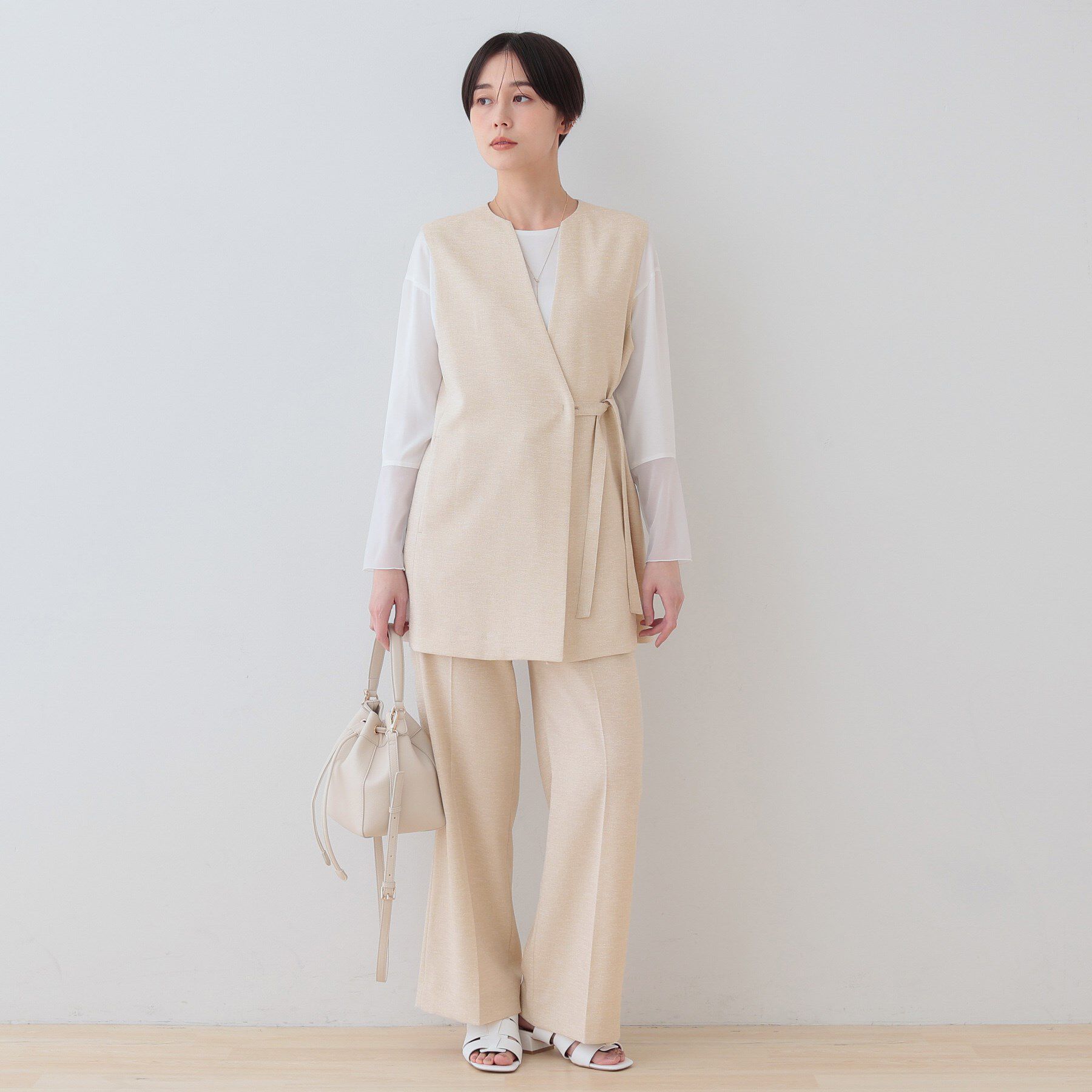 INDIVI「【こなれSETUP】リネンライクジレジャケット」|ベスト・ジレ|