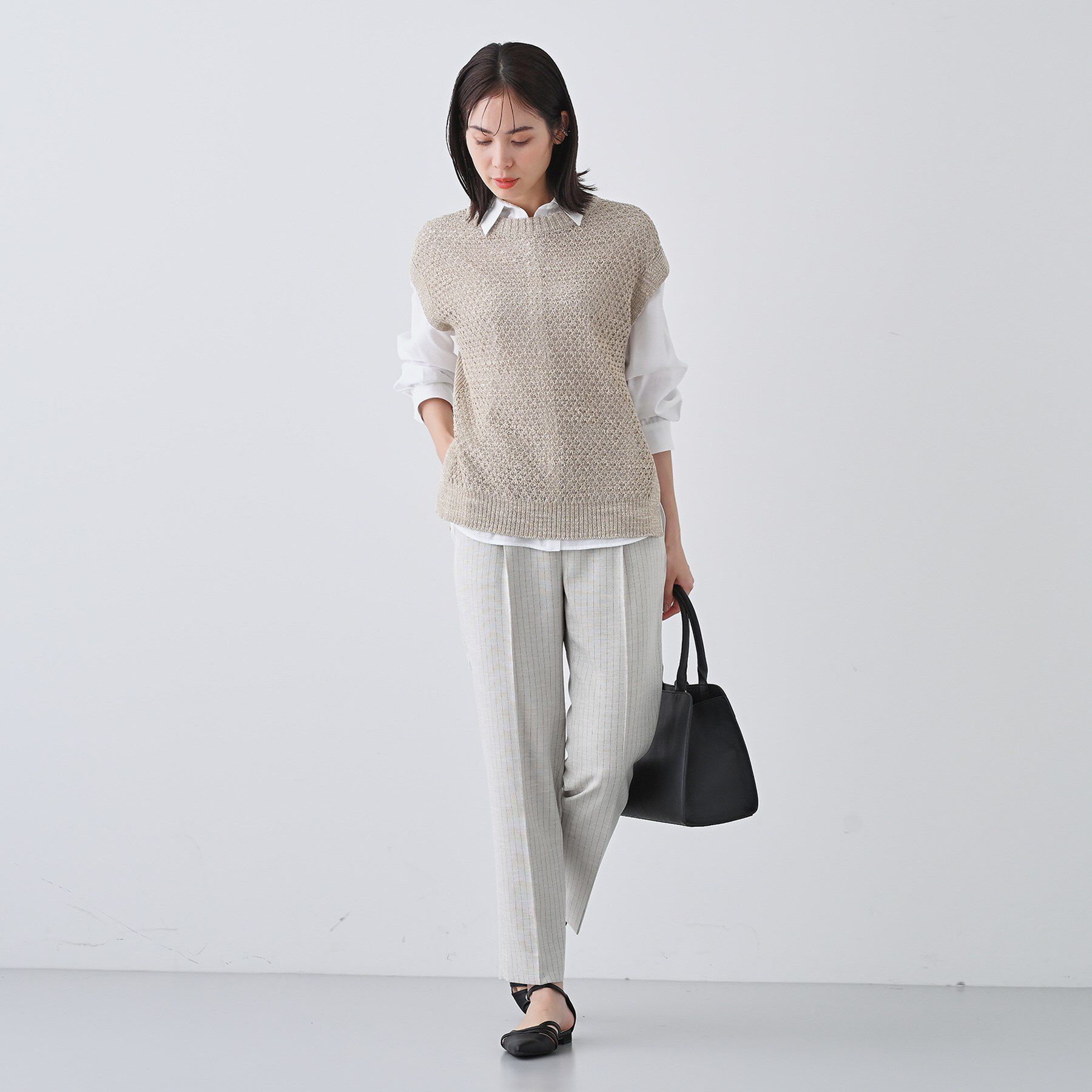 INDIVI「【ファンシー素材】透かし柄ニットベスト」|ベスト・ジレ|