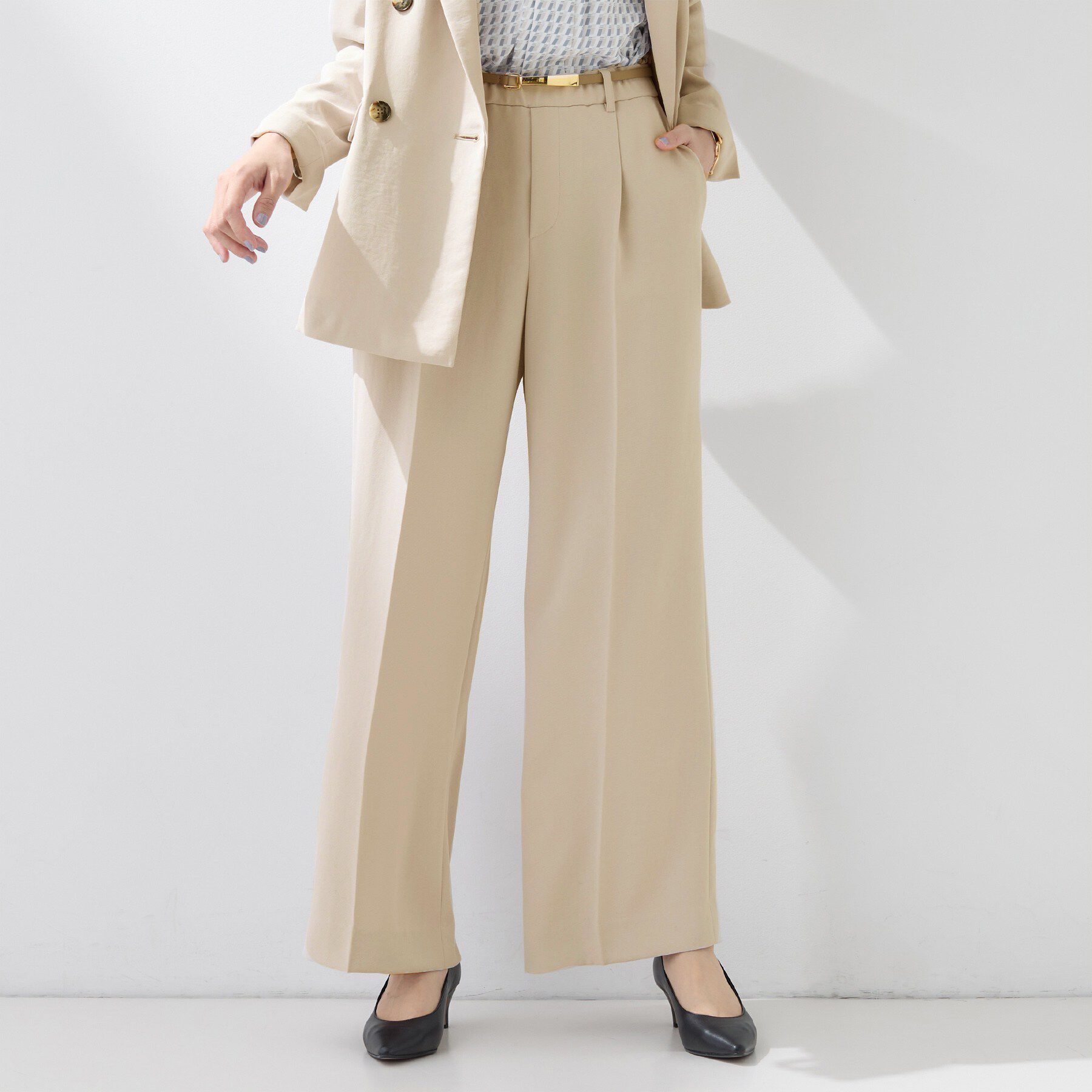 INDIVI「【洗える／UVケア／SETUP可】着る日傘ワイドパンツ」|その他|ベージュ(052)