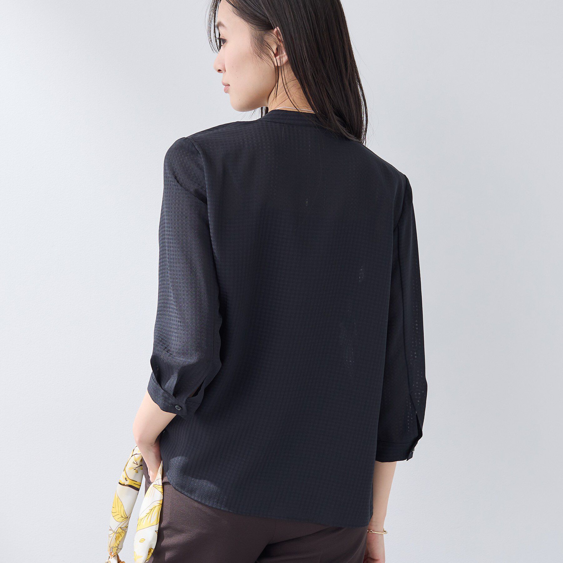 INDIVI「【洗える／大人シアー】タックプリーツ7分袖ブラウス」|シャツ・ブラウス|