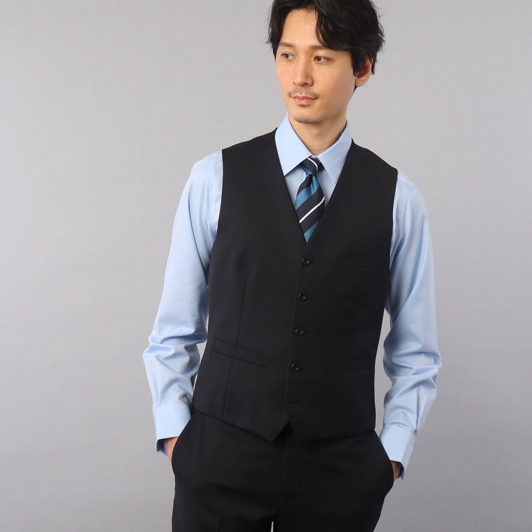 TAKEO KIKUCHI「【Sサイズ～】サージ　ベスト」|スーツ|ダークネイビー(09