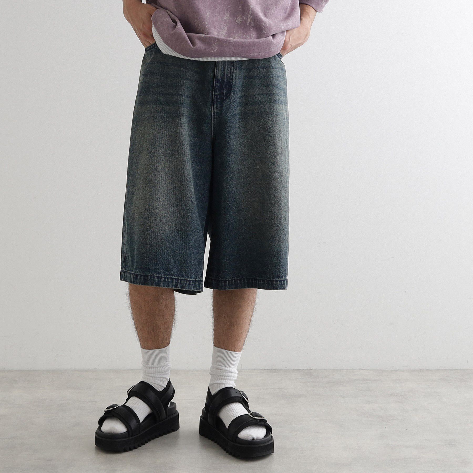 tk.TAKEO KIKUCHI「デニムバギーショーツ」|デニム|ブルー(093)