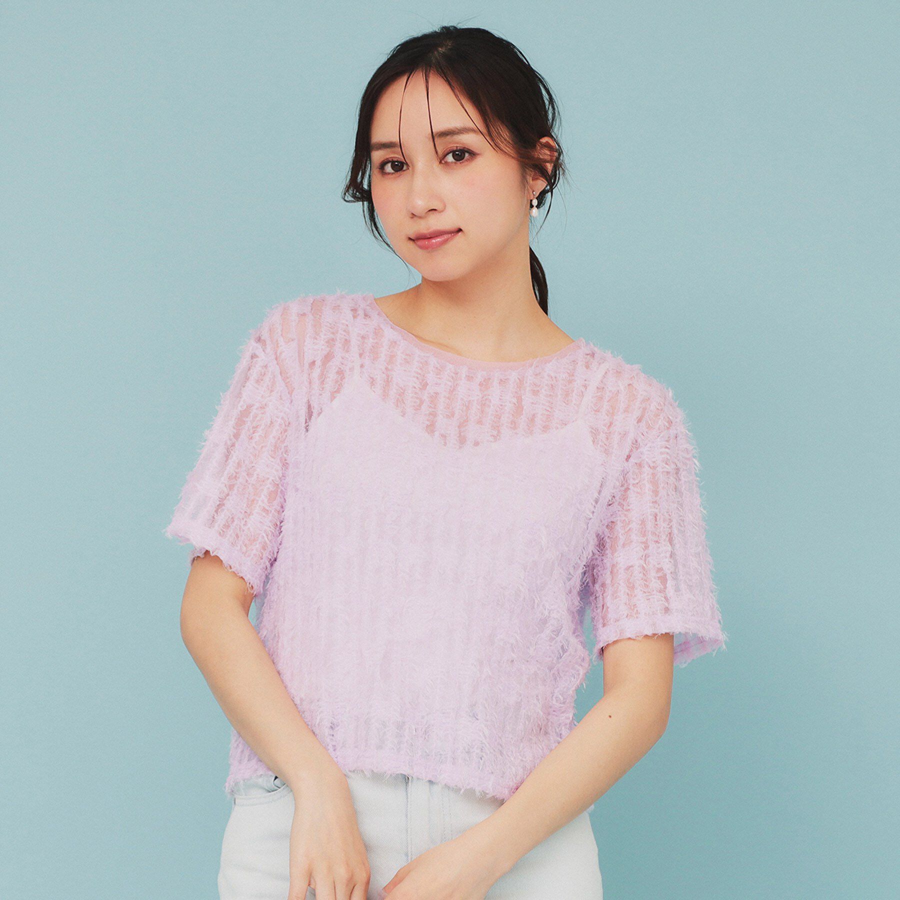 index「チュールフリンジシアートップス【洗える】」|Tシャツ・カットソー|