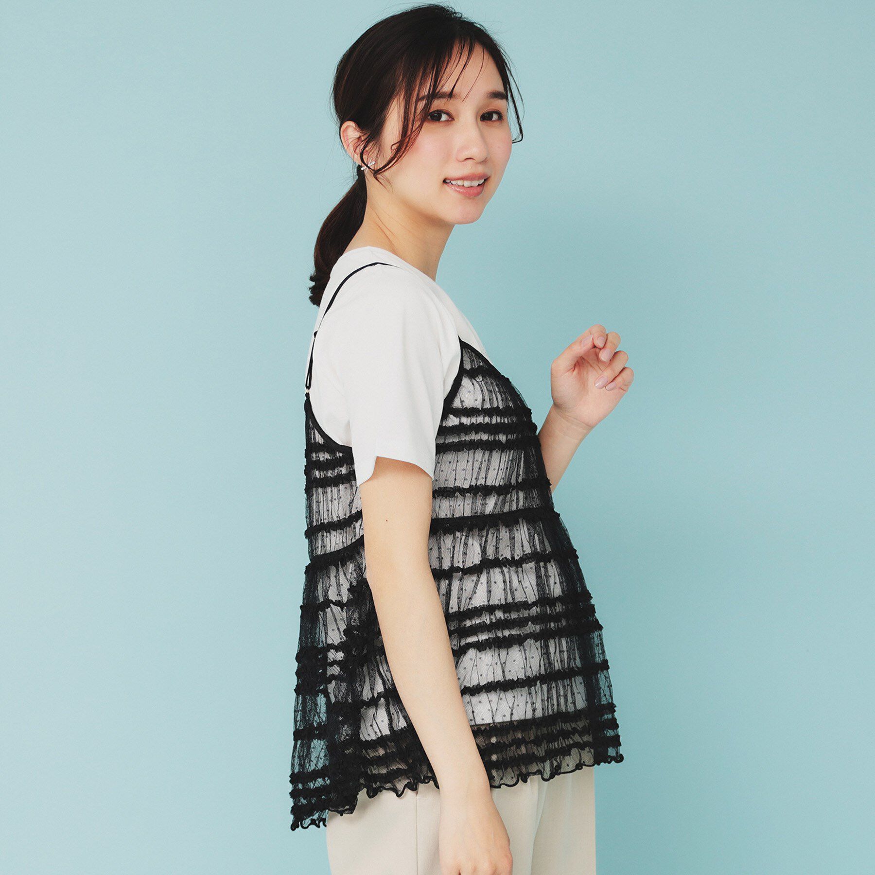 index「《ツインセット》ロゴT&times;チュールキャミ【UVケア/接触冷感/洗濯機洗い可】」|その他|