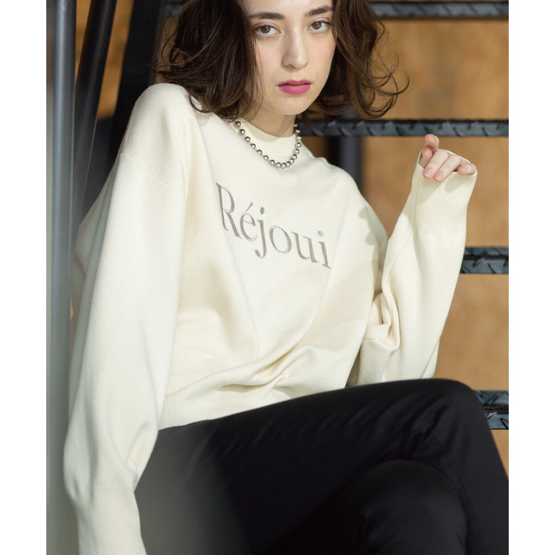 OPAQUE.CLIP「刺繍ロゴニット【洗濯機洗い可】」|ニット・セーター|