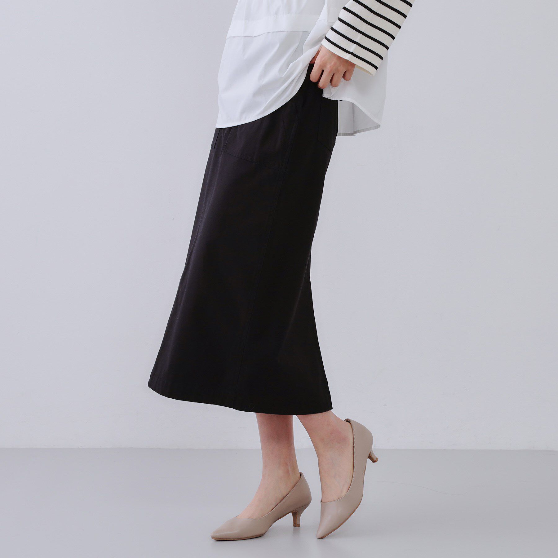 OPAQUE.CLIP「《S-LLsize》ストレッチベイカーナロースカート【洗濯機洗い可】」|スカート|