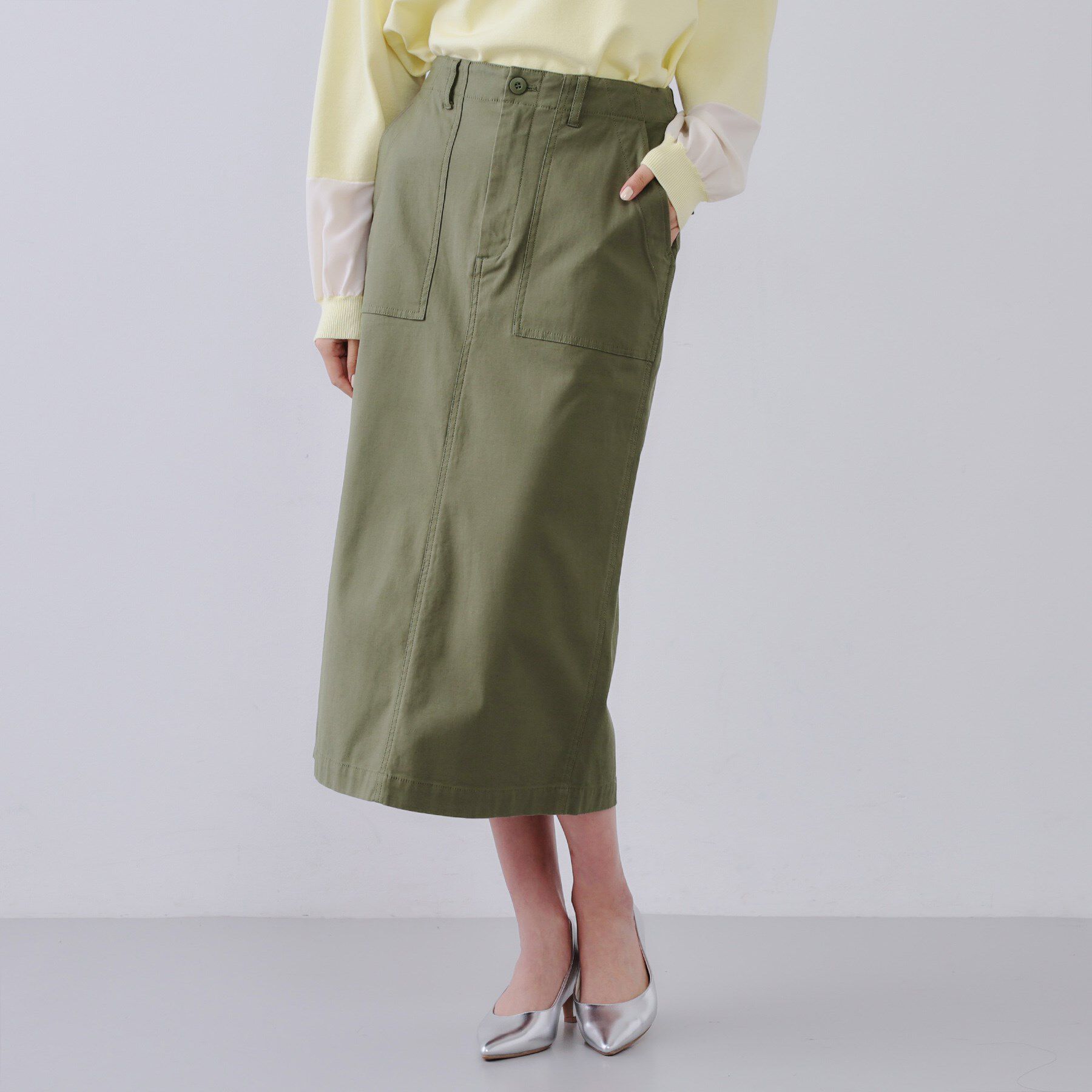 OPAQUE.CLIP「《S-LLsize》ストレッチベイカーナロースカート【洗濯機洗い可】」|スカート|