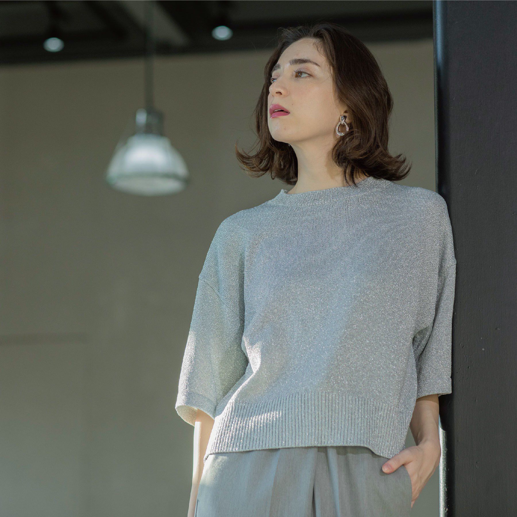 OPAQUE.CLIP「ラメハーフスリーブトップス」|ニット・セーター|