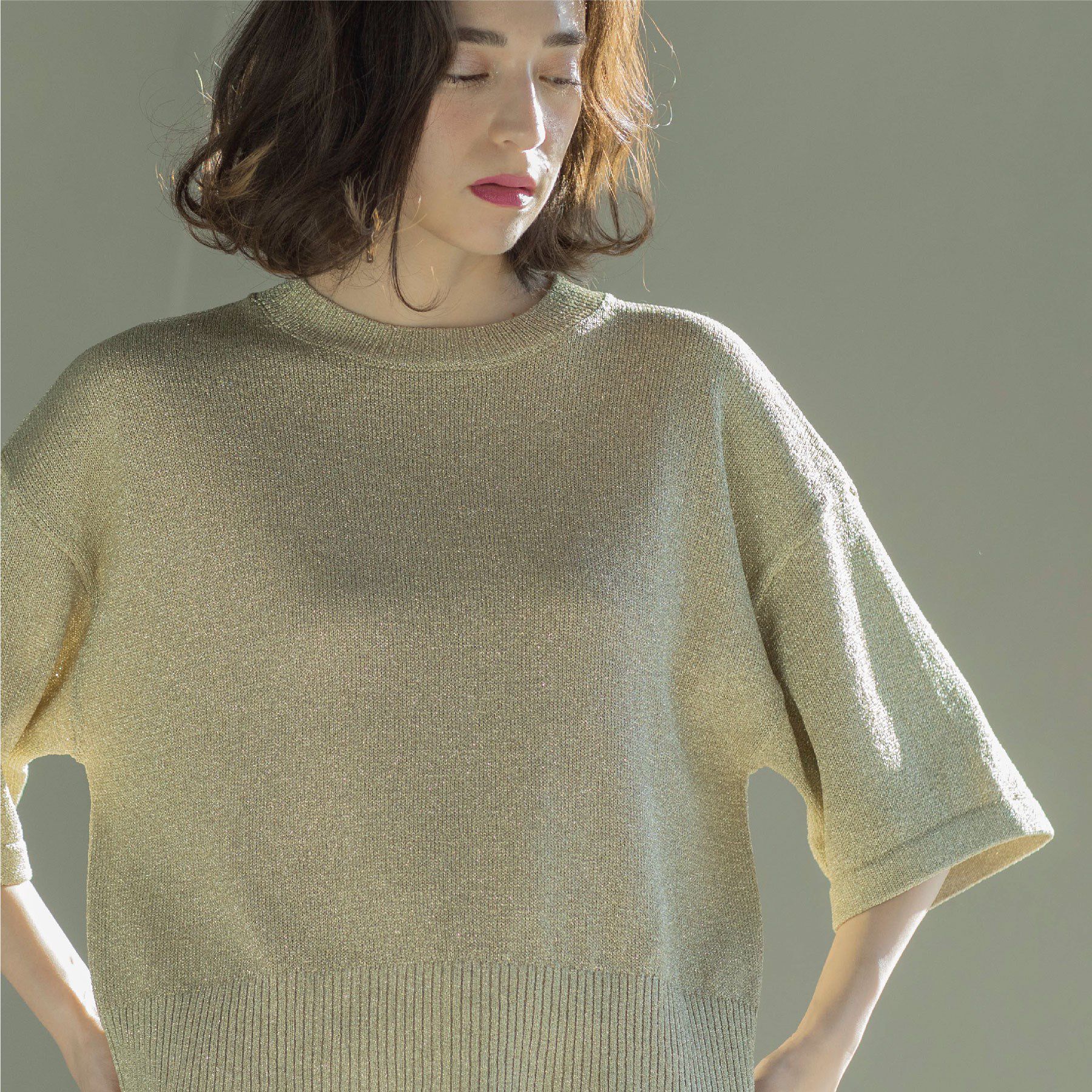 OPAQUE.CLIP「ラメハーフスリーブトップス」|ニット・セーター|