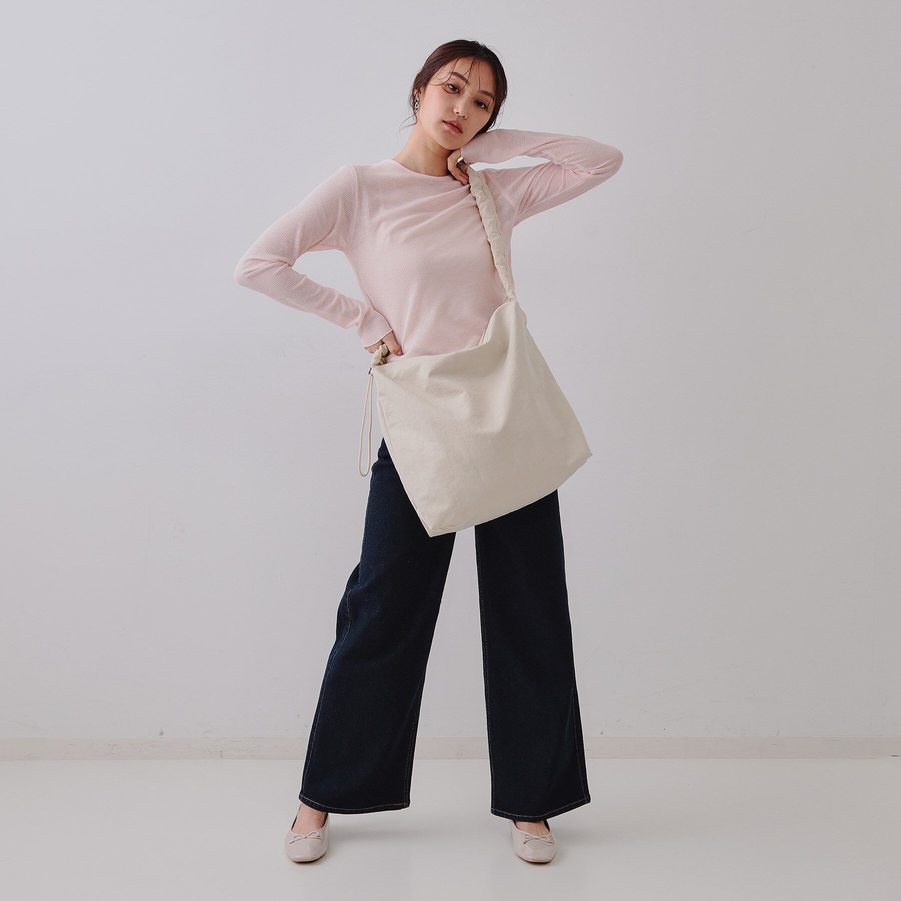 OPAQUE.CLIP「【2WAY／A4サイズ対応】ドロストギャザーフリルハンドルワンショルダーバッグ」|ショルダー・メッセンジャー|