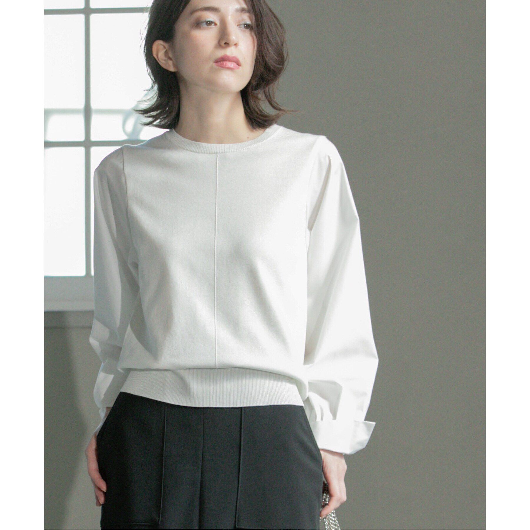 OPAQUE.CLIP「フハクボリュームスリーブドッキングニット【洗濯機洗い可】」|ニット・セーター|