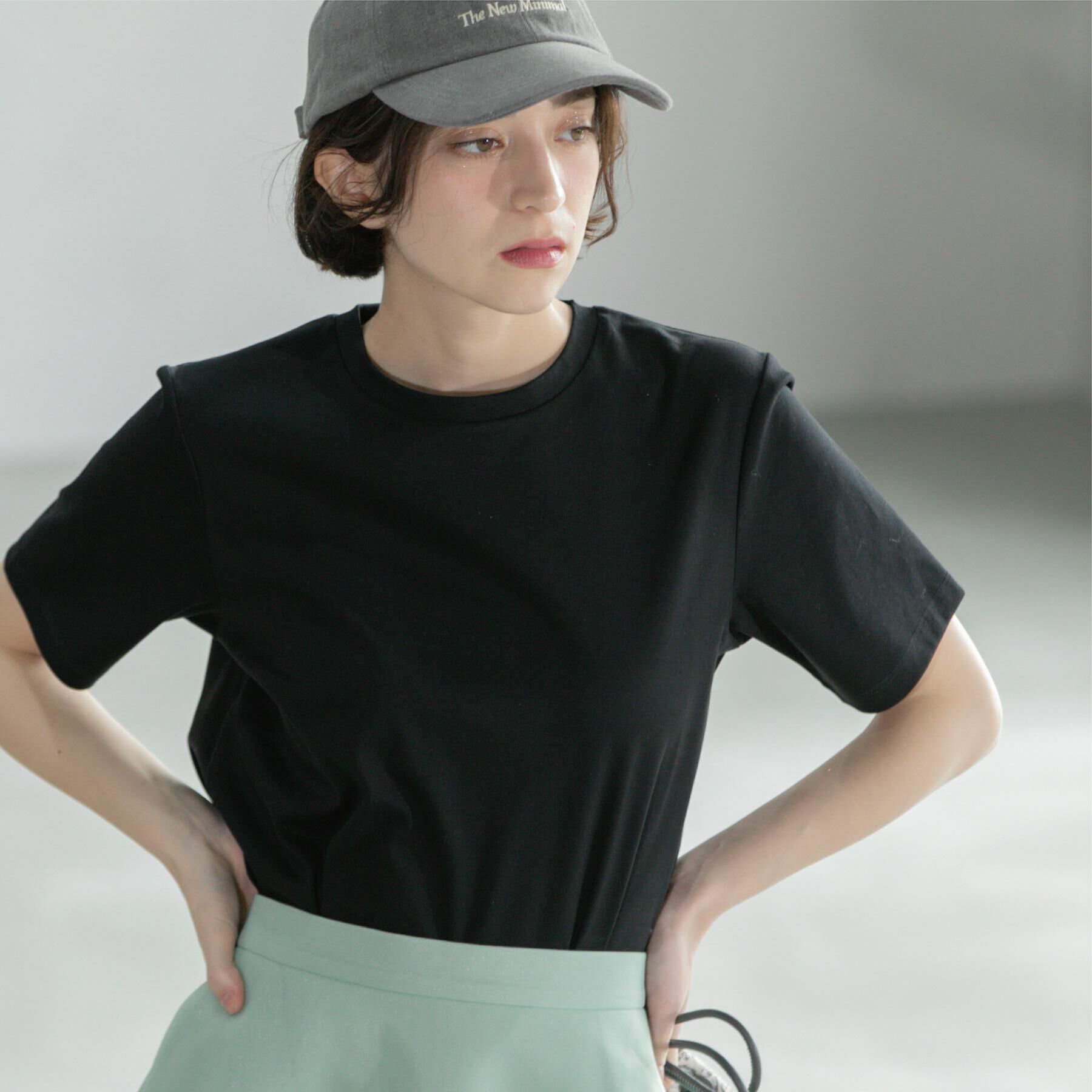 OPAQUE.CLIP「《5色展開/SS-LLサイズ》ベーシックTシャツ【UV/接触冷感/洗濯機洗い可】」|Tシャツ・カットソー|ブラック(019)