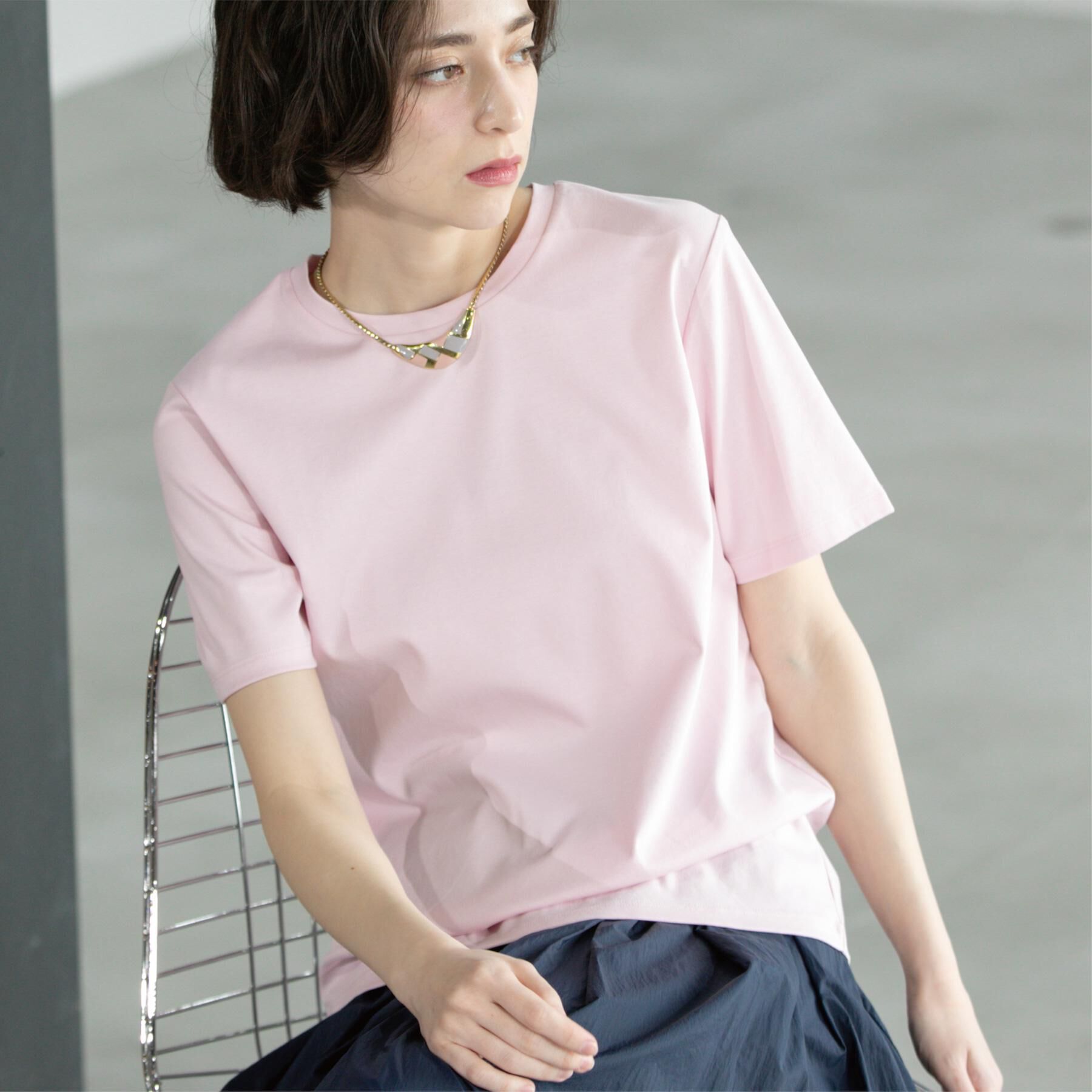 OPAQUE.CLIP「《5色展開/SS-LLサイズ》ベーシックTシャツ【UV/接触冷感/洗濯機洗い可】」|Tシャツ・カットソー|ライトピンク(070