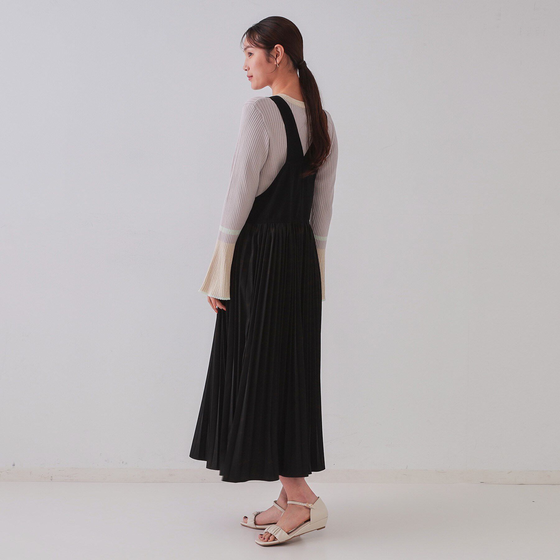 OPAQUE.CLIP「プリーツドッキングジャンパードレス【洗濯機洗い可】」|ジャンパースカート|
