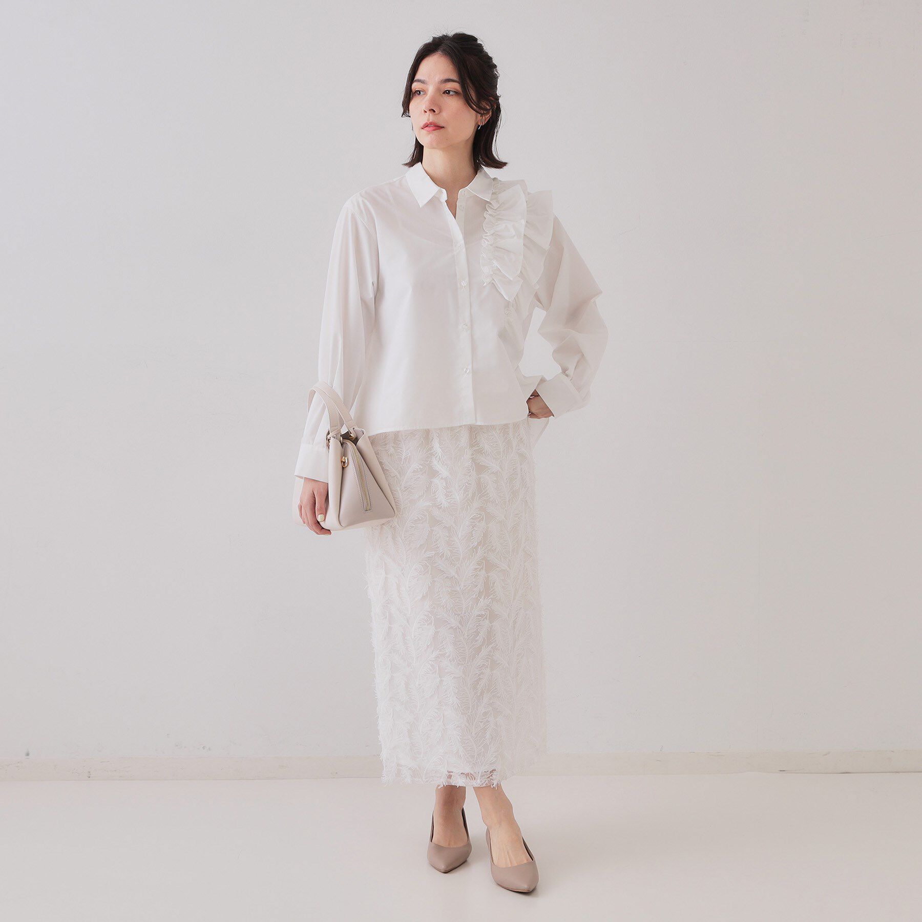 OPAQUE.CLIP「《andGIRL掲載》フリルデザインシャツ【洗濯機洗い可】」|シャツ・ブラウス|