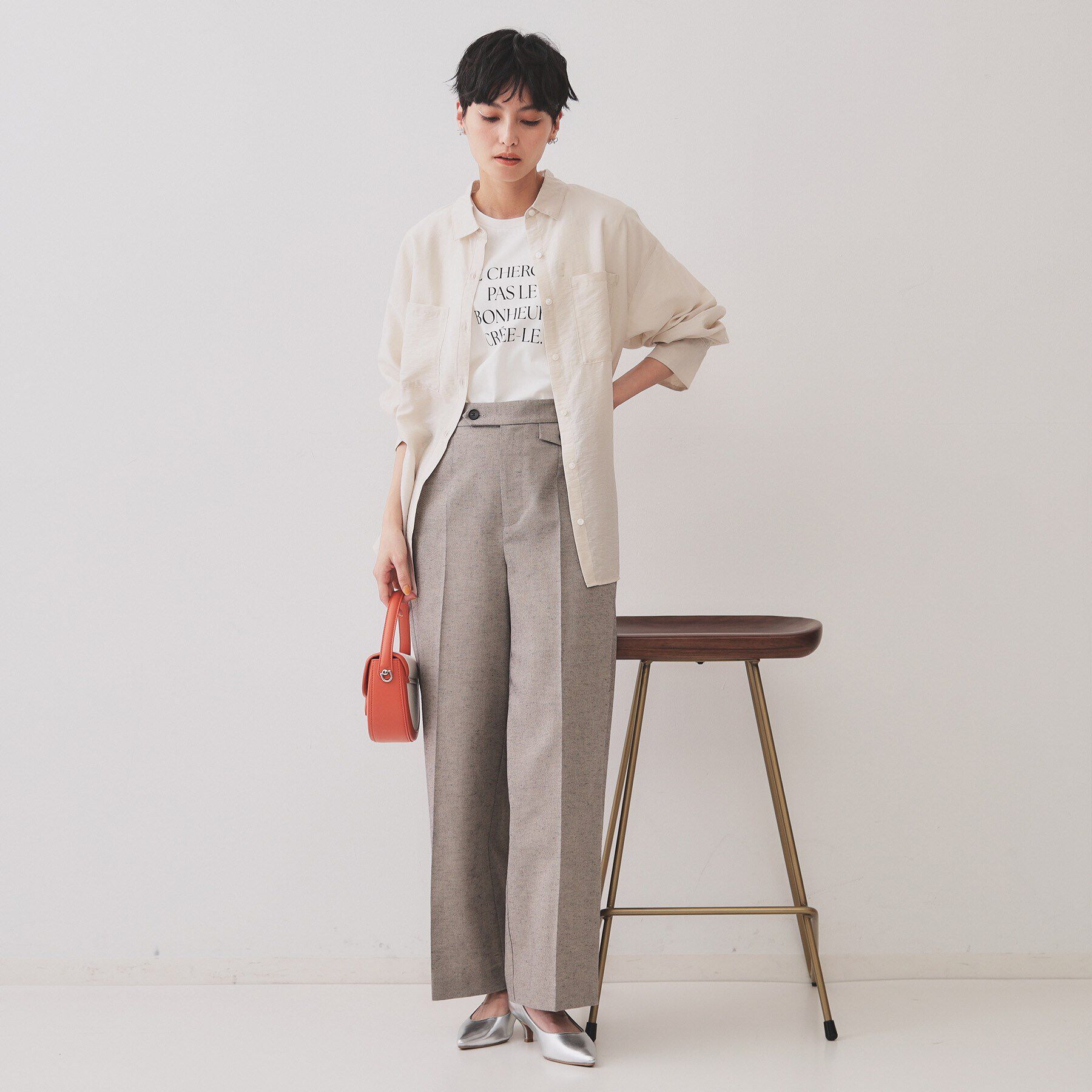 OPAQUE.CLIP「《andGIRL掲載》麻混シアーダブルポケットシャツ【洗濯機洗い可】」|シャツ・ブラウス|