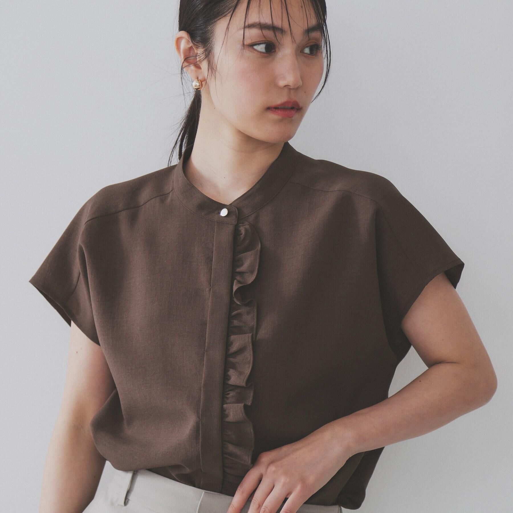 OPAQUE.CLIP「リネンライクフロントフリルブラウス【洗濯機洗い可/吸水速乾/接触冷感】」|シャツ・ブラウス|