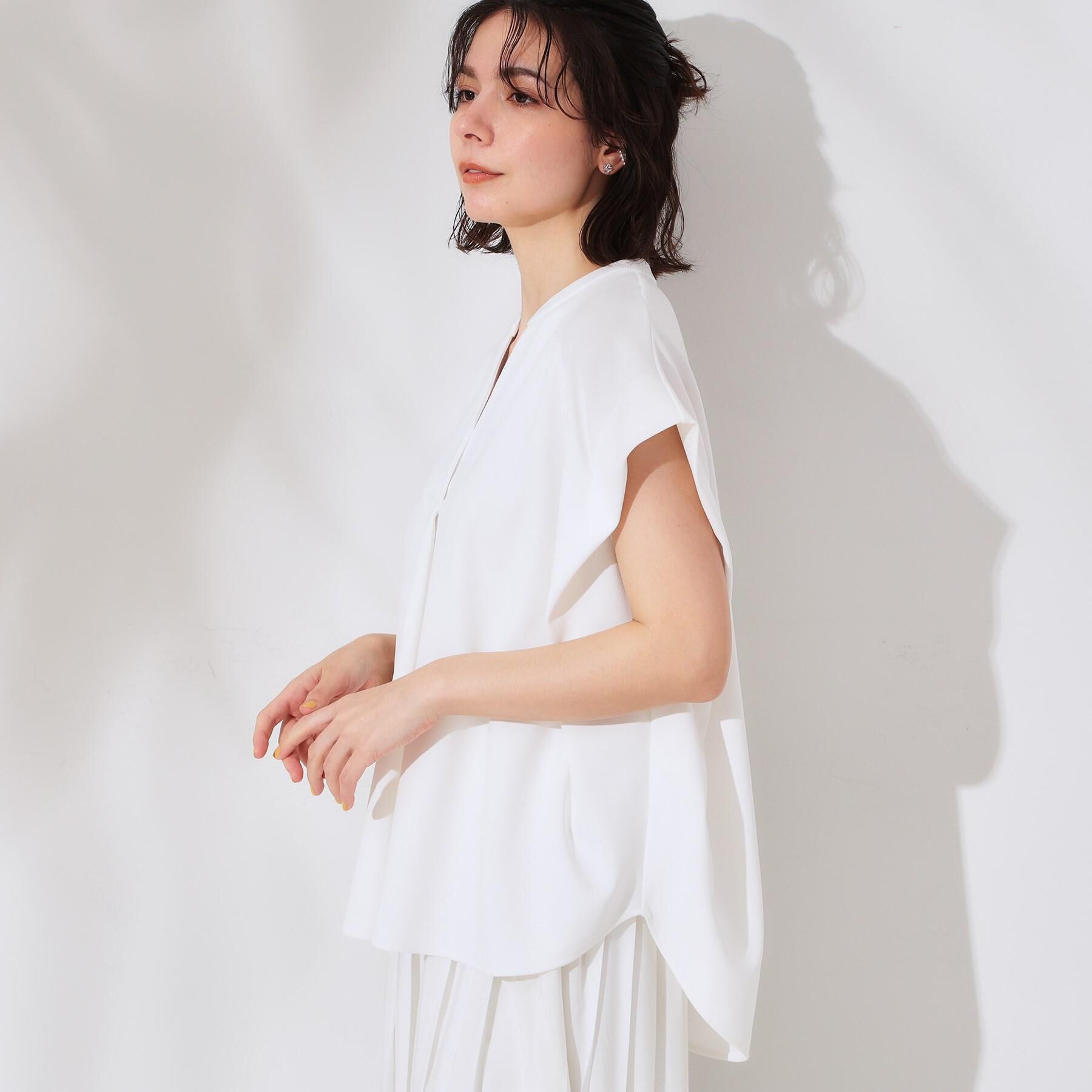 OPAQUE.CLIP「スキッパーフレンチスリーブトップス【UV/吸水速乾/洗濯機洗い可】」|Tシャツ・カットソー|