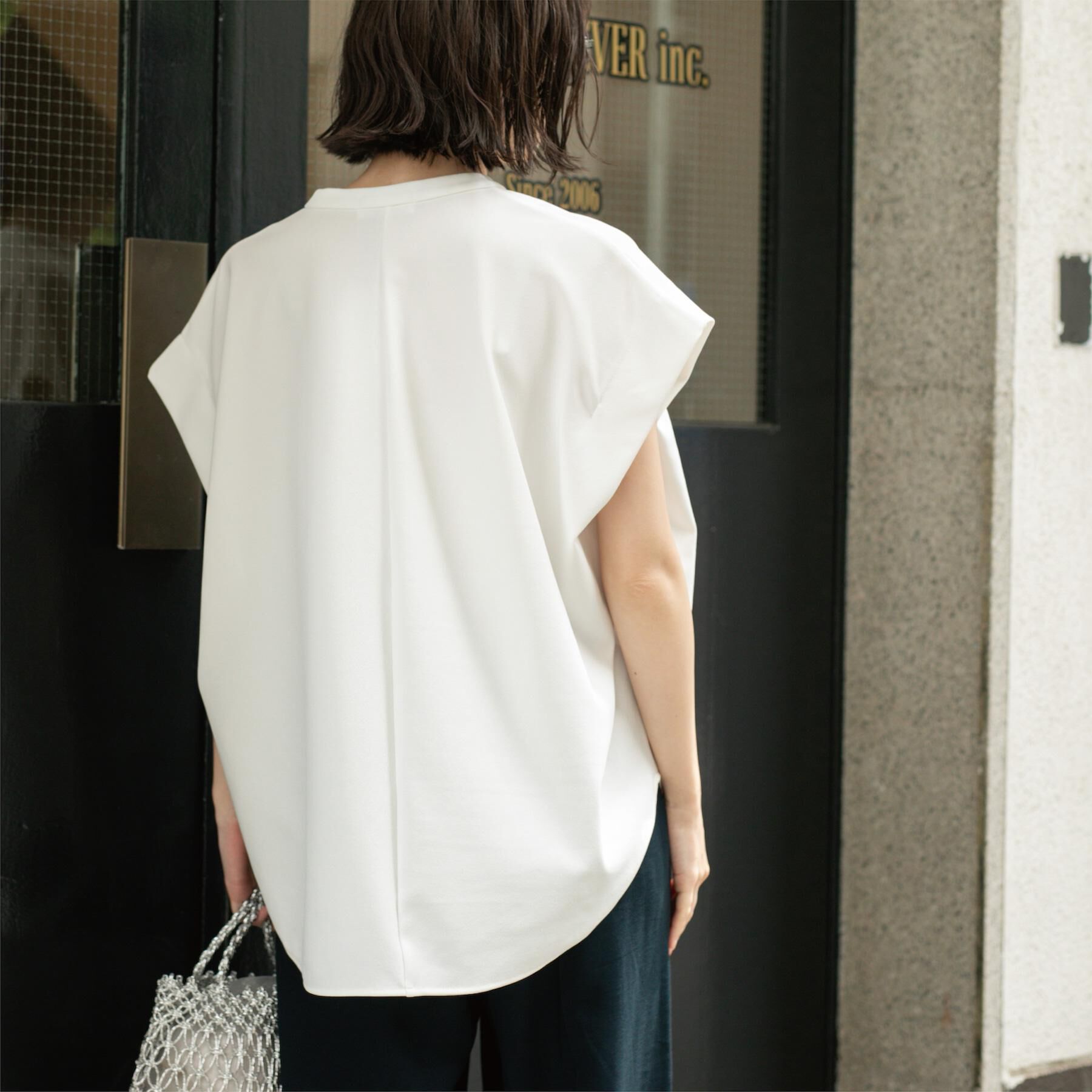 OPAQUE.CLIP「スキッパーフレンチスリーブトップス【UV/吸水速乾/洗濯機洗い可】」|Tシャツ・カットソー|