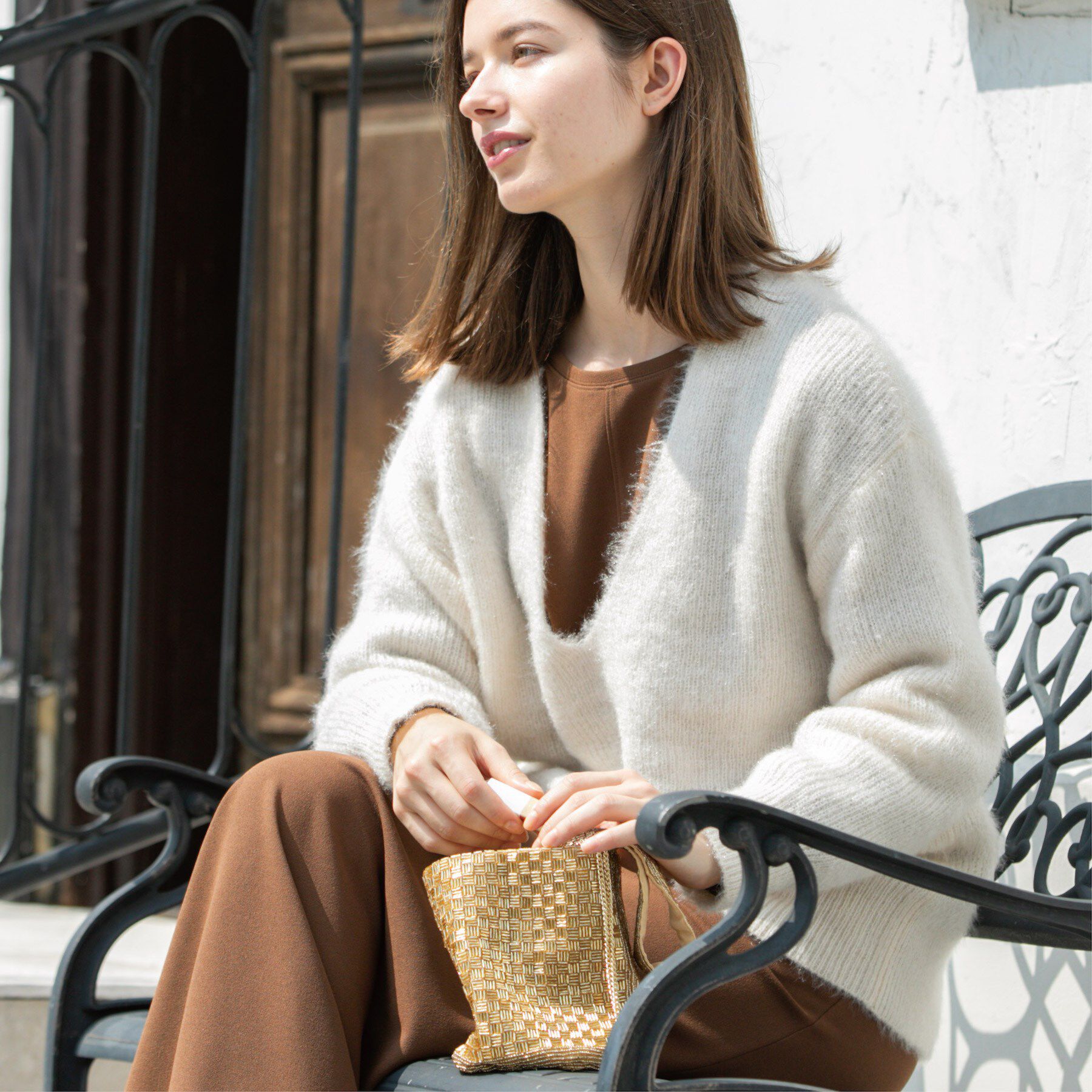 OPAQUE.CLIP「クリアシャギーVネックニット【洗える】」|ニット・セーター|