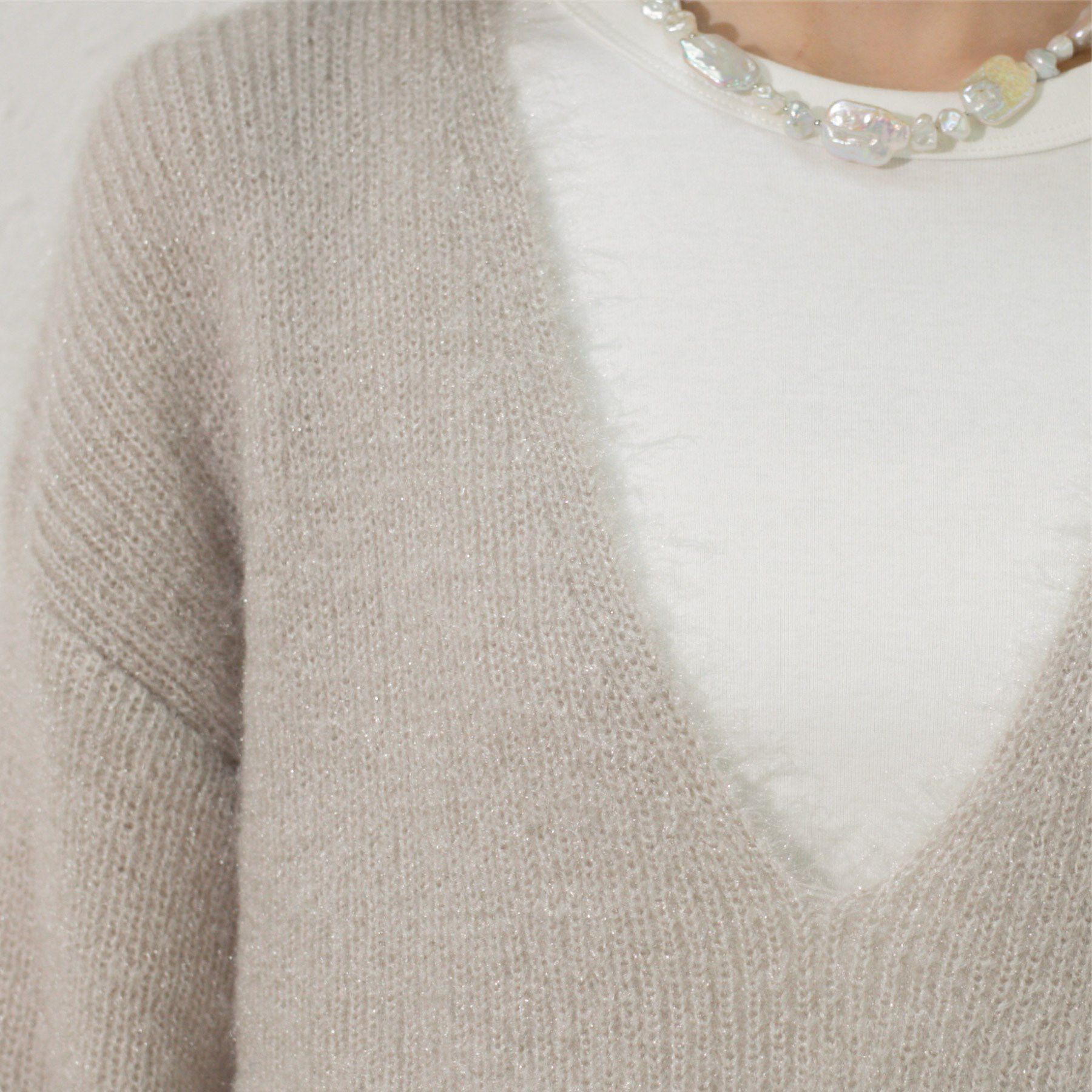 OPAQUE.CLIP「クリアシャギーVネックニット【洗える】」|ニット・セーター|