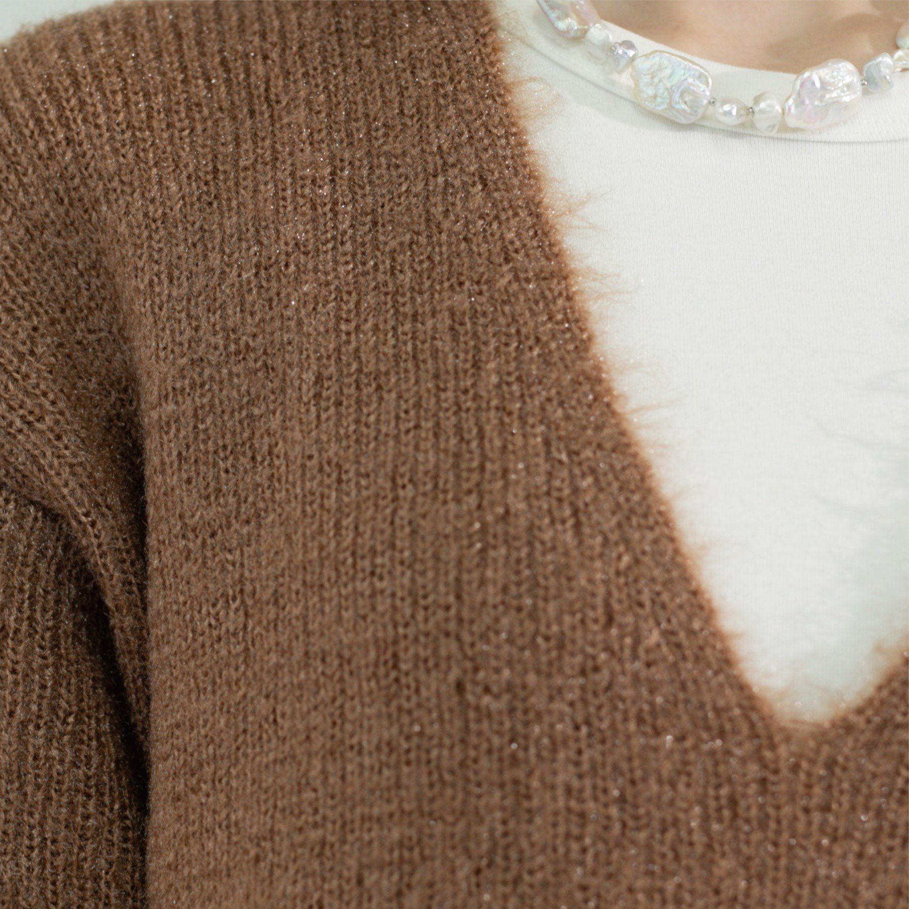 OPAQUE.CLIP「クリアシャギーVネックニット【洗える】」|ニット・セーター|