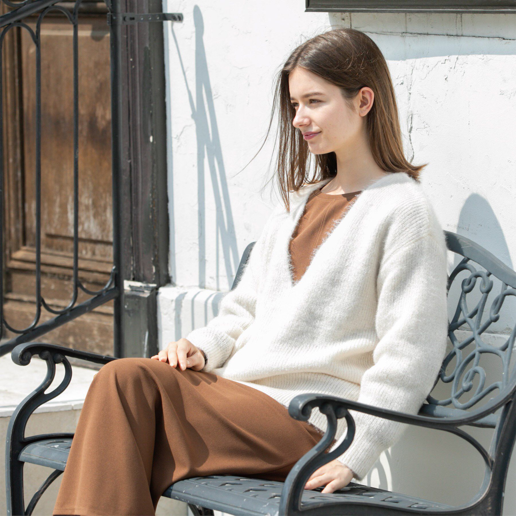 OPAQUE.CLIP「クリアシャギーVネックニット【洗える】」|ニット・セーター|