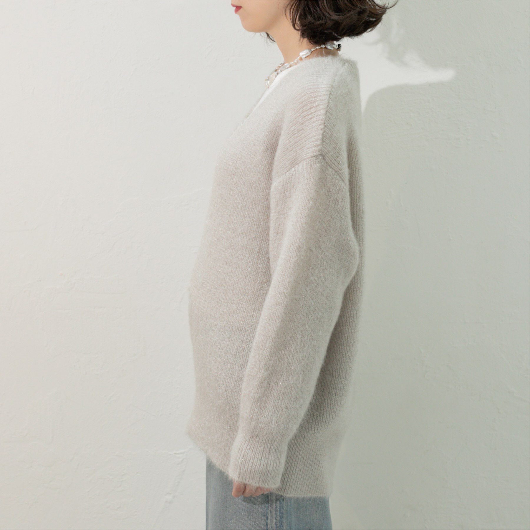 OPAQUE.CLIP「クリアシャギーVネックニット【洗える】」|ニット・セーター|