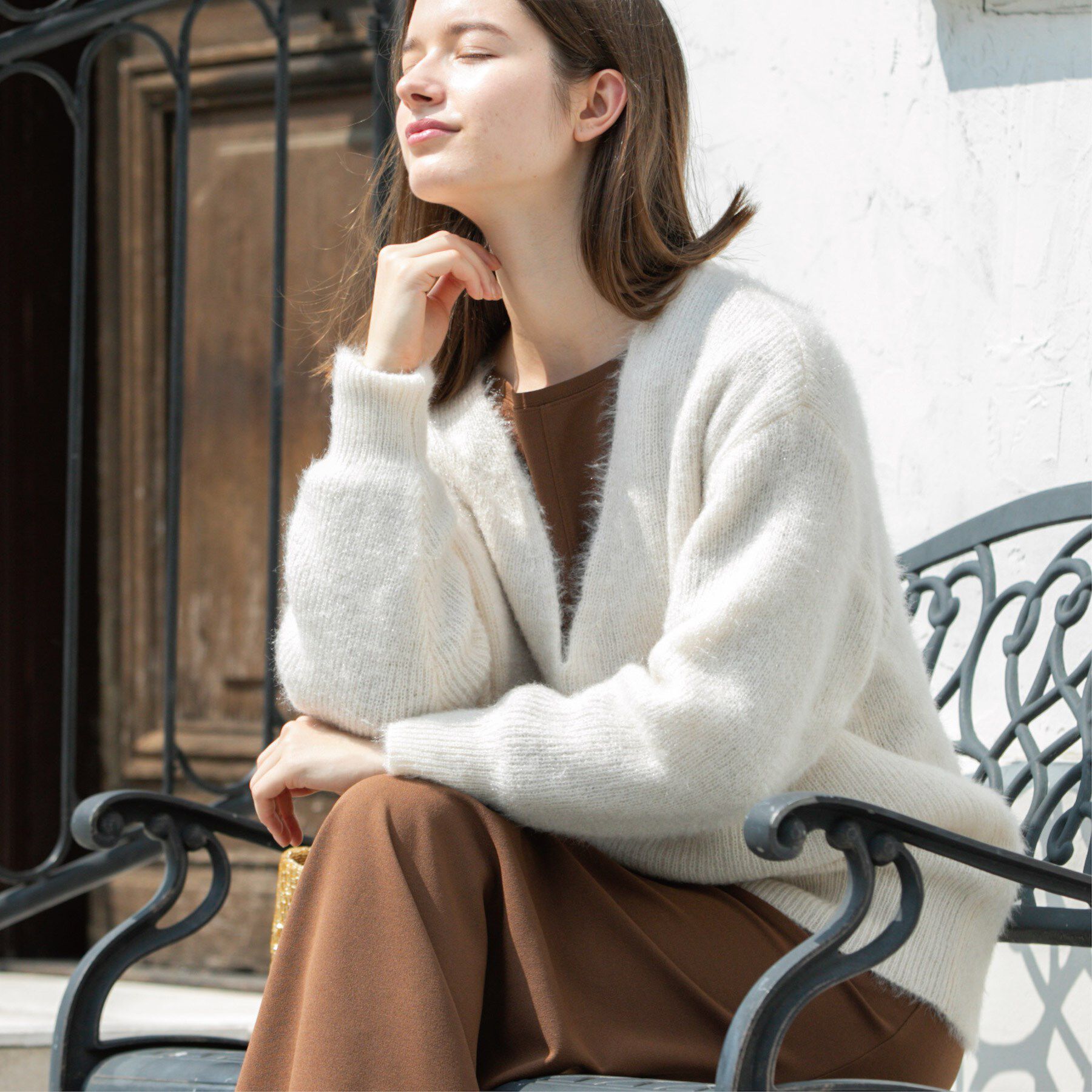 OPAQUE.CLIP「クリアシャギーVネックニット【洗える】」|ニット・セーター|