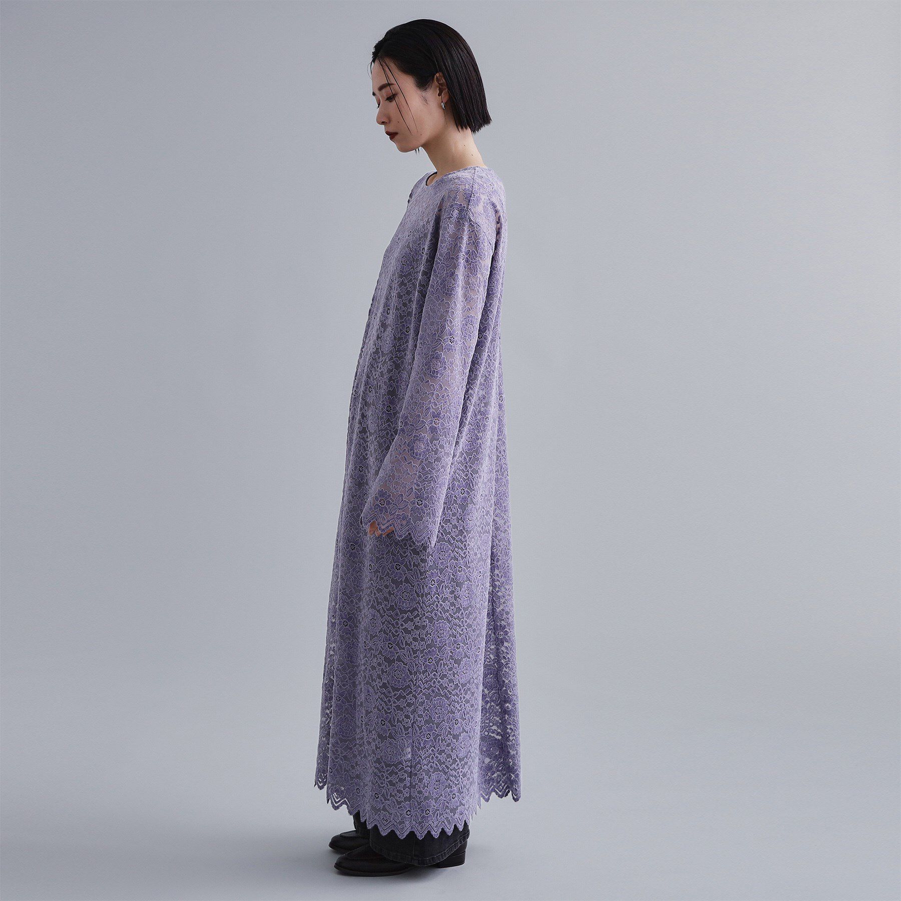 OPAQUE.CLIP「【es】フロッキーレースロングドレス」|ワンピース|