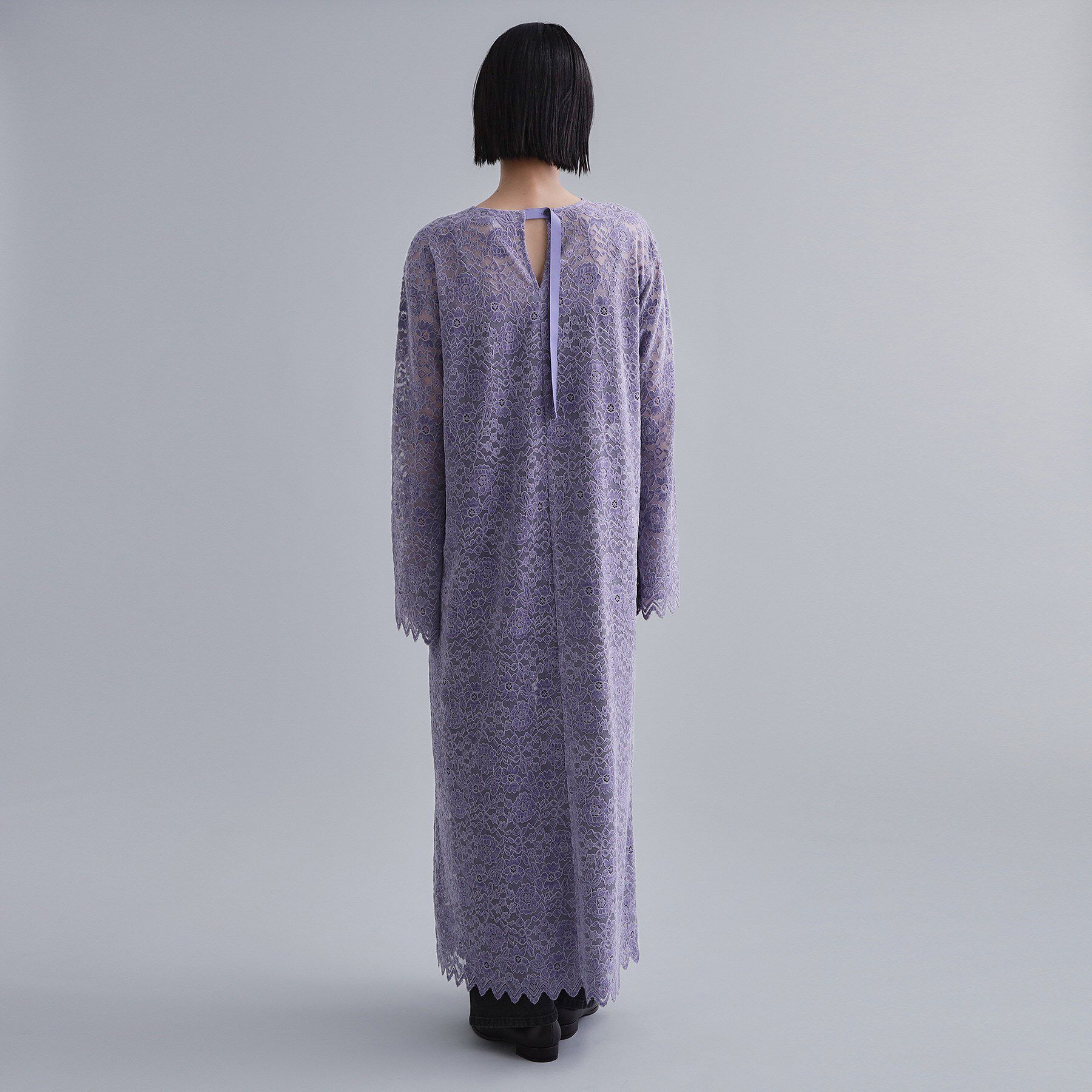 OPAQUE.CLIP「【es】フロッキーレースロングドレス」|ワンピース|