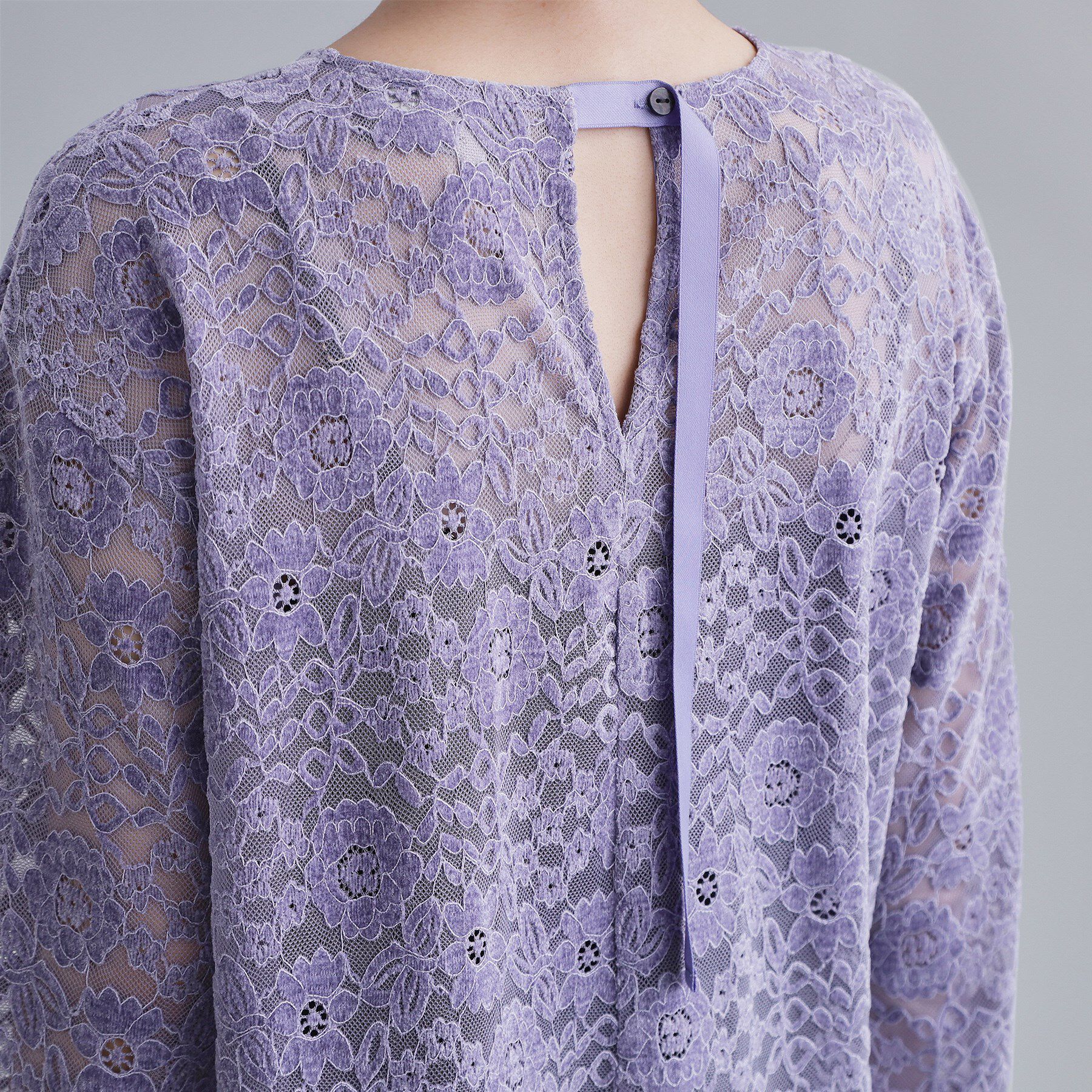 OPAQUE.CLIP「【es】フロッキーレースロングドレス」|ワンピース|