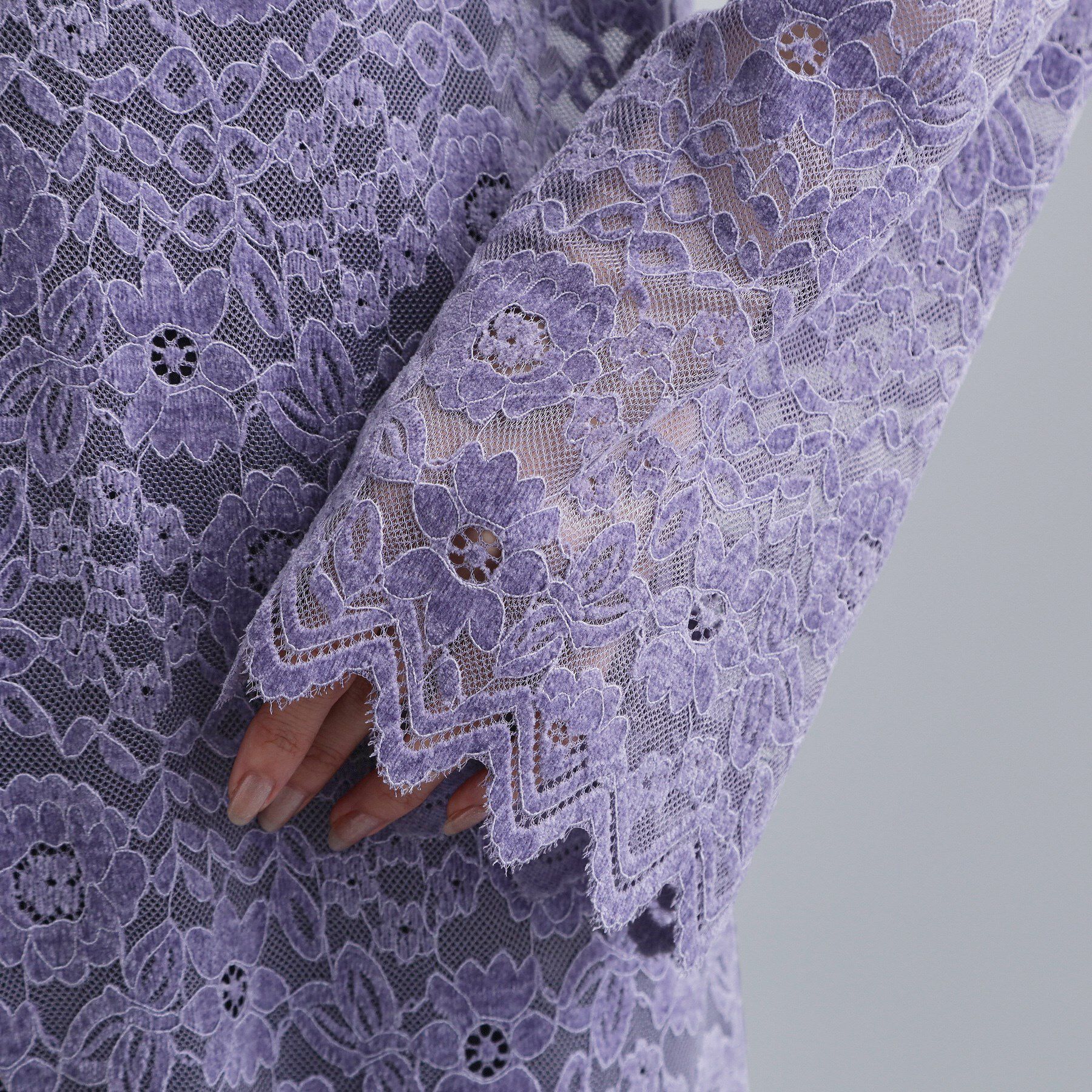 OPAQUE.CLIP「【es】フロッキーレースロングドレス」|ワンピース|