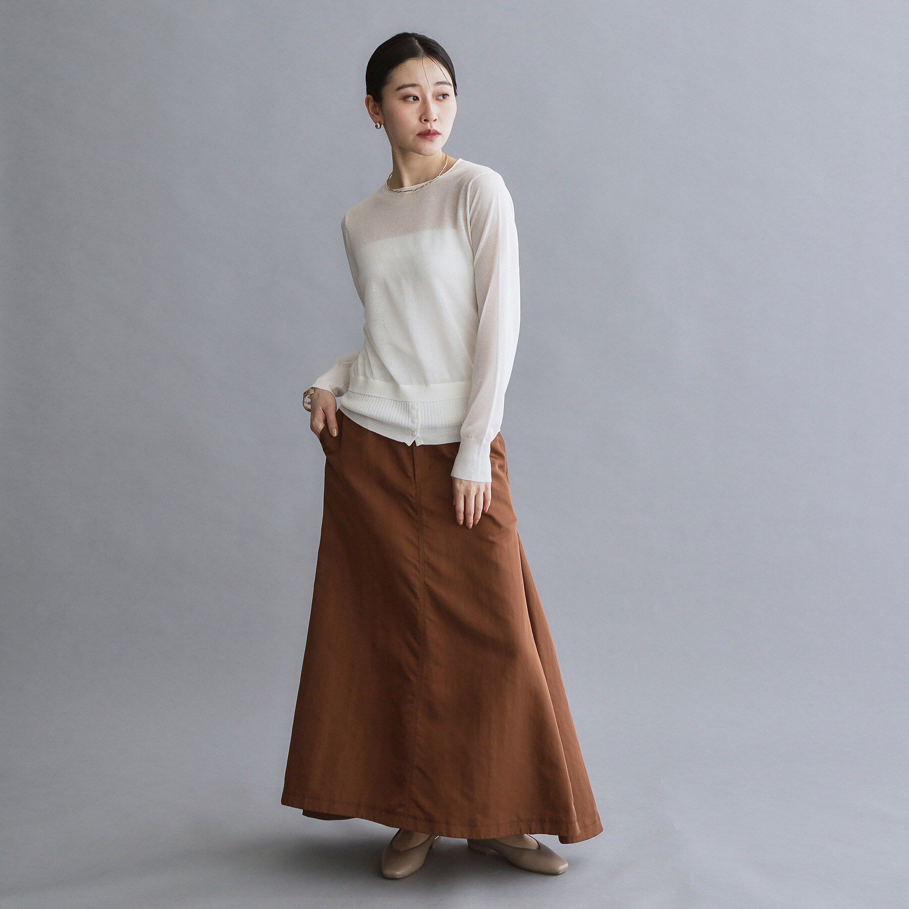 OPAQUE.CLIP「【es】シアーレイヤードニット【洗濯機OK/抗ピル】」|ニット・セーター|