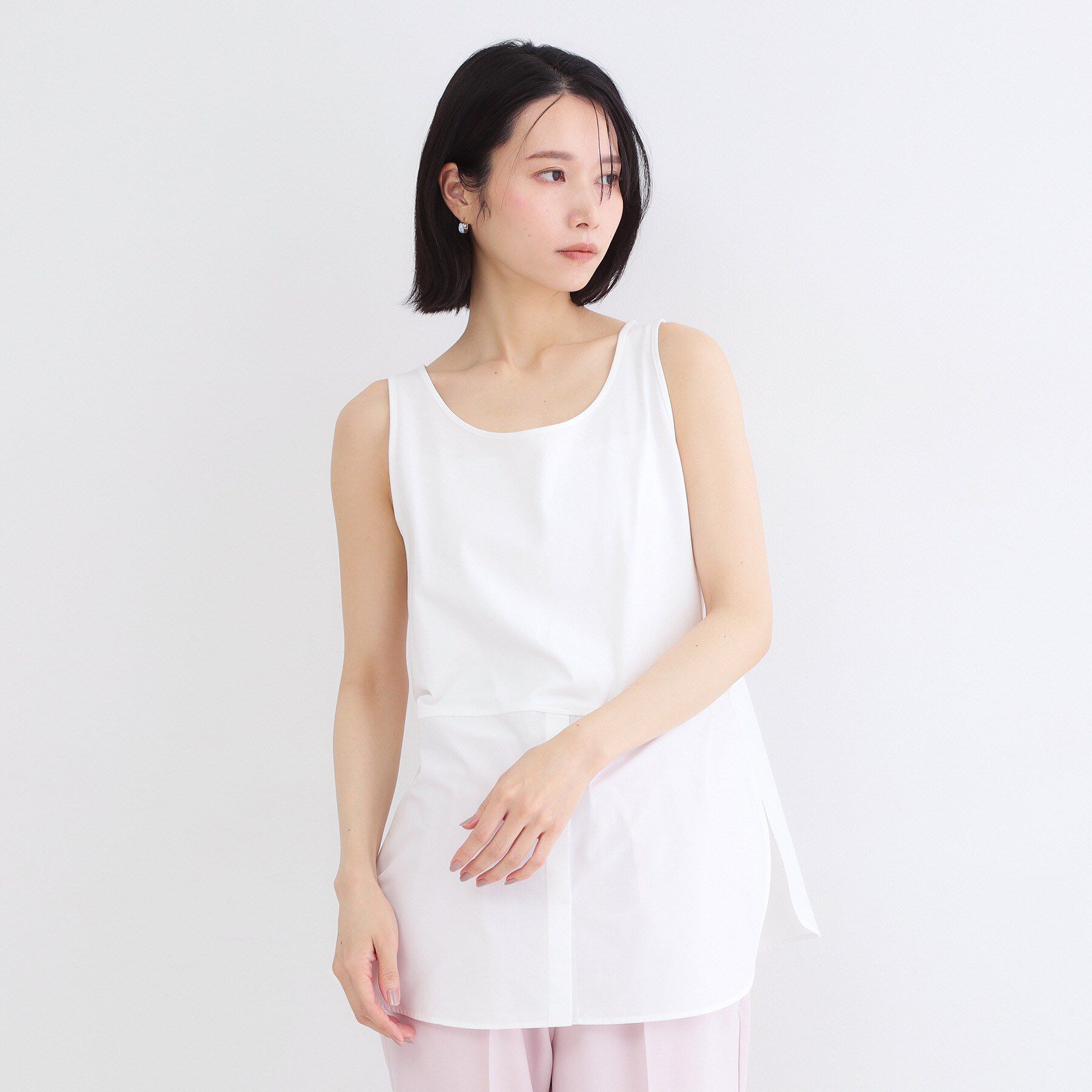 OPAQUE.CLIP「レイヤードドッキングタンクトップ【洗濯機OK】」|キャミソール|ホワイト(001)