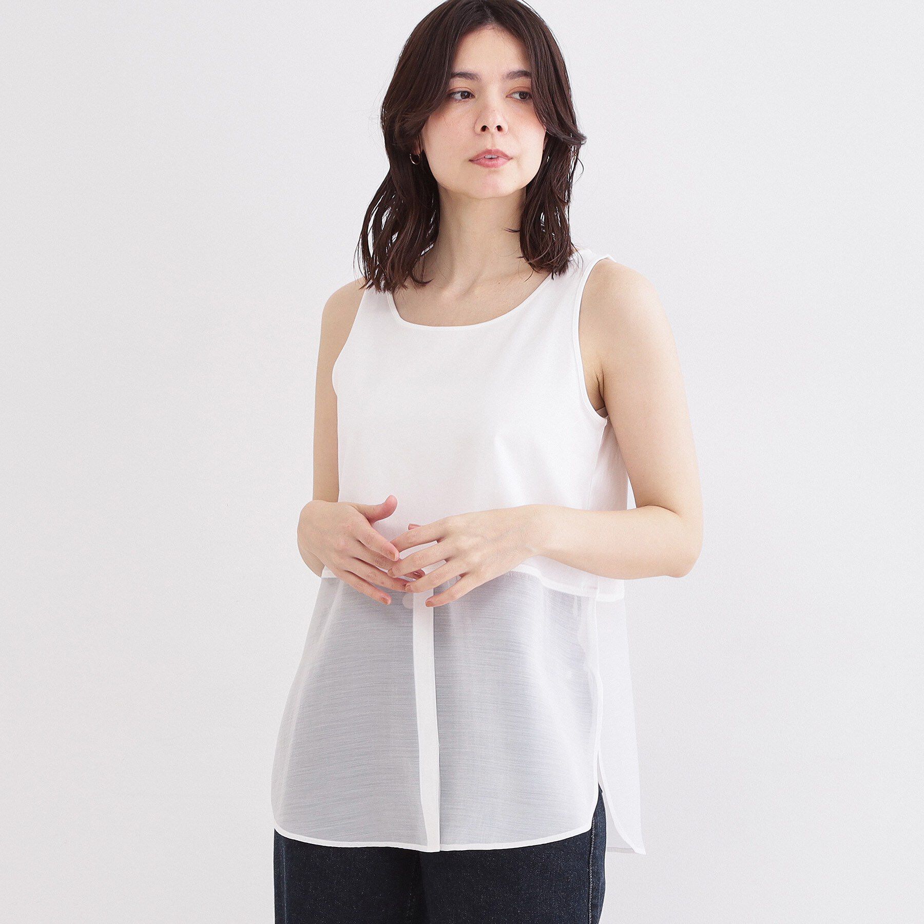 OPAQUE.CLIP「レイヤードドッキングタンクトップ【洗濯機OK】」|キャミソール|ホワイト(101)