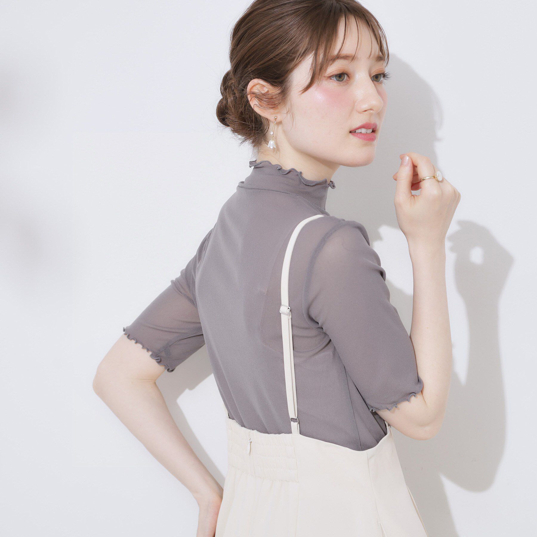 Couture broach「シアーチュール5分袖トップス」|Tシャツ・カットソー|