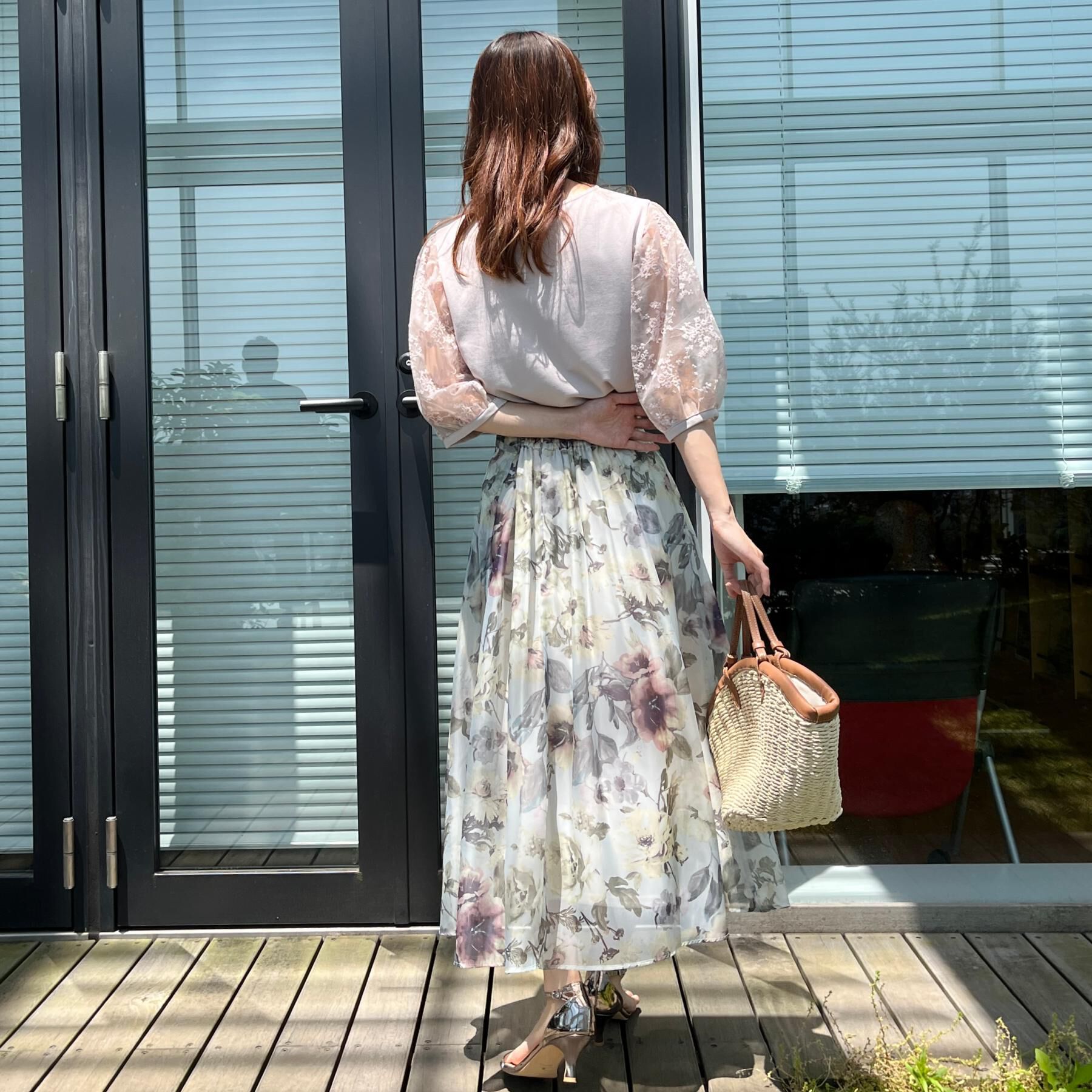 Couture broach「【接触冷感・UV・マシンウォッシャブル】袖レースデザイントップス」|Tシャツ・カットソー|