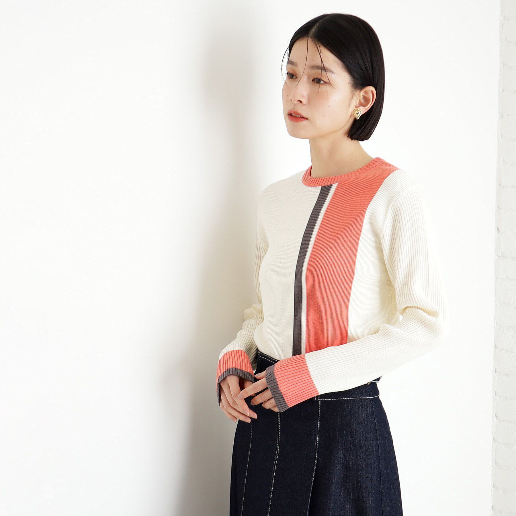 THE SHOP TK「配色リブニット【洗える】」|ニット・セーター|