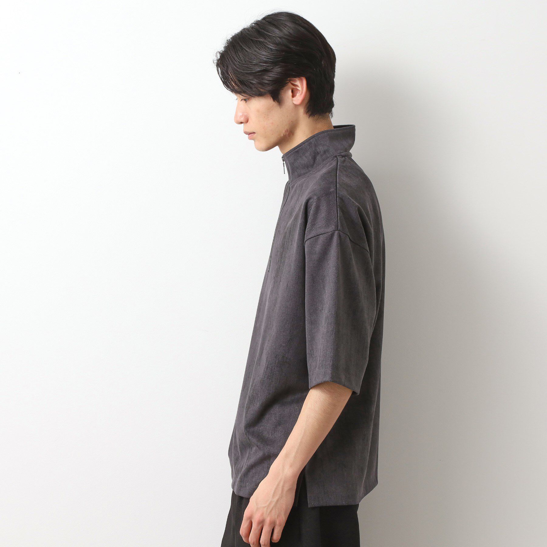 THE SHOP TK「スウェードプリントハーフジッププルオーバー　【オーバーサイズ/洗濯機OK】」|Tシャツ・カットソー|