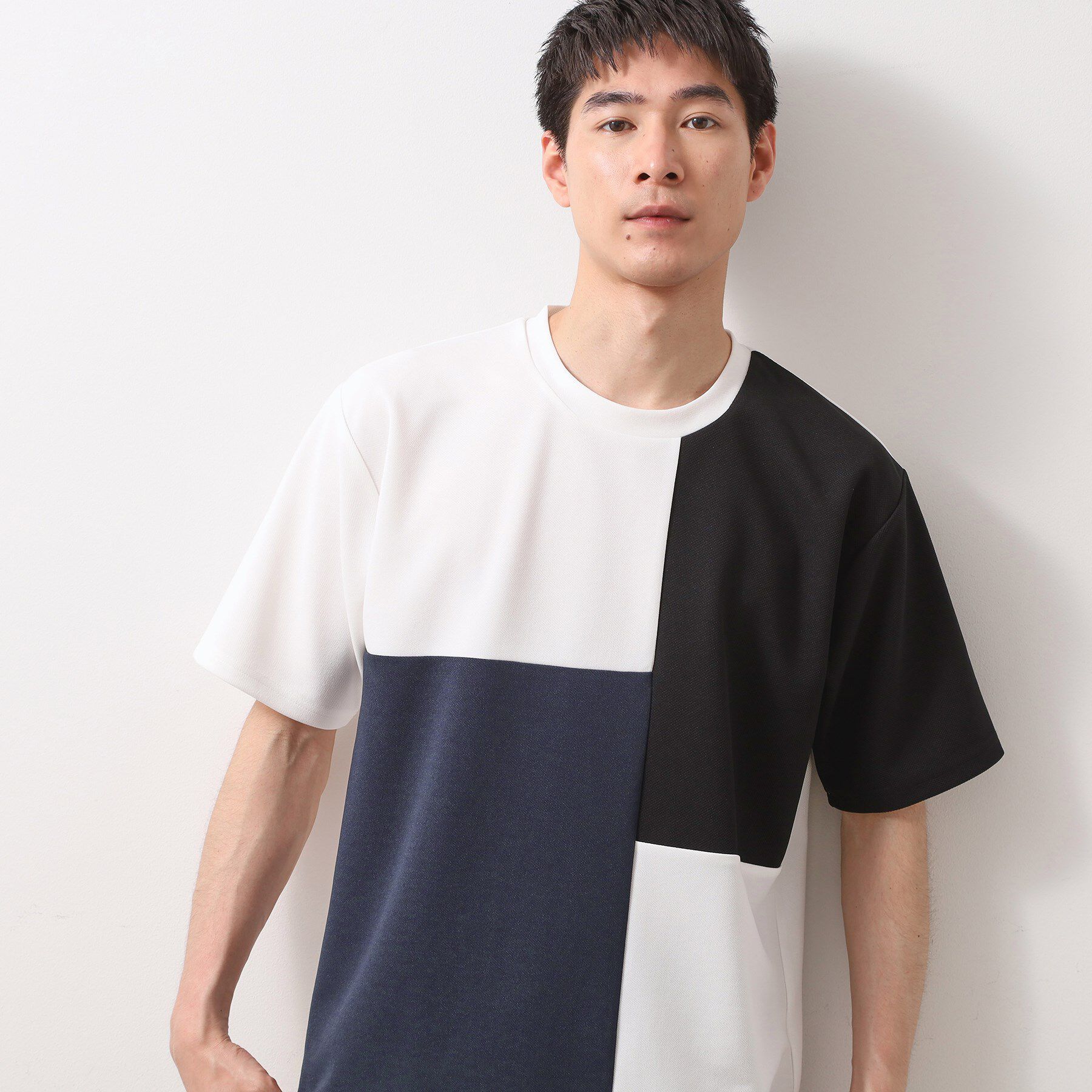 THE SHOP TK「ツイルブロッキング半袖Tシャツ」|Tシャツ・カットソー|ブラック(519)
