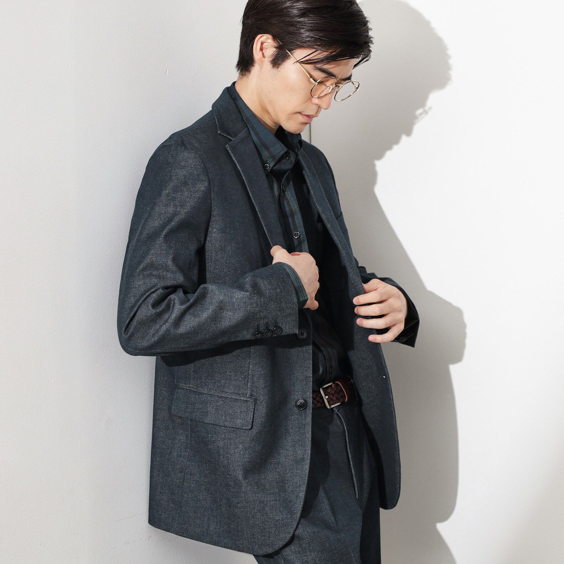 THE SHOP TK「エバーデニムジャケット【色落ちしにくい/洗濯機OK/ストレッチ/セットアップ可】」|テーラードジャケット|ネイビー(094)